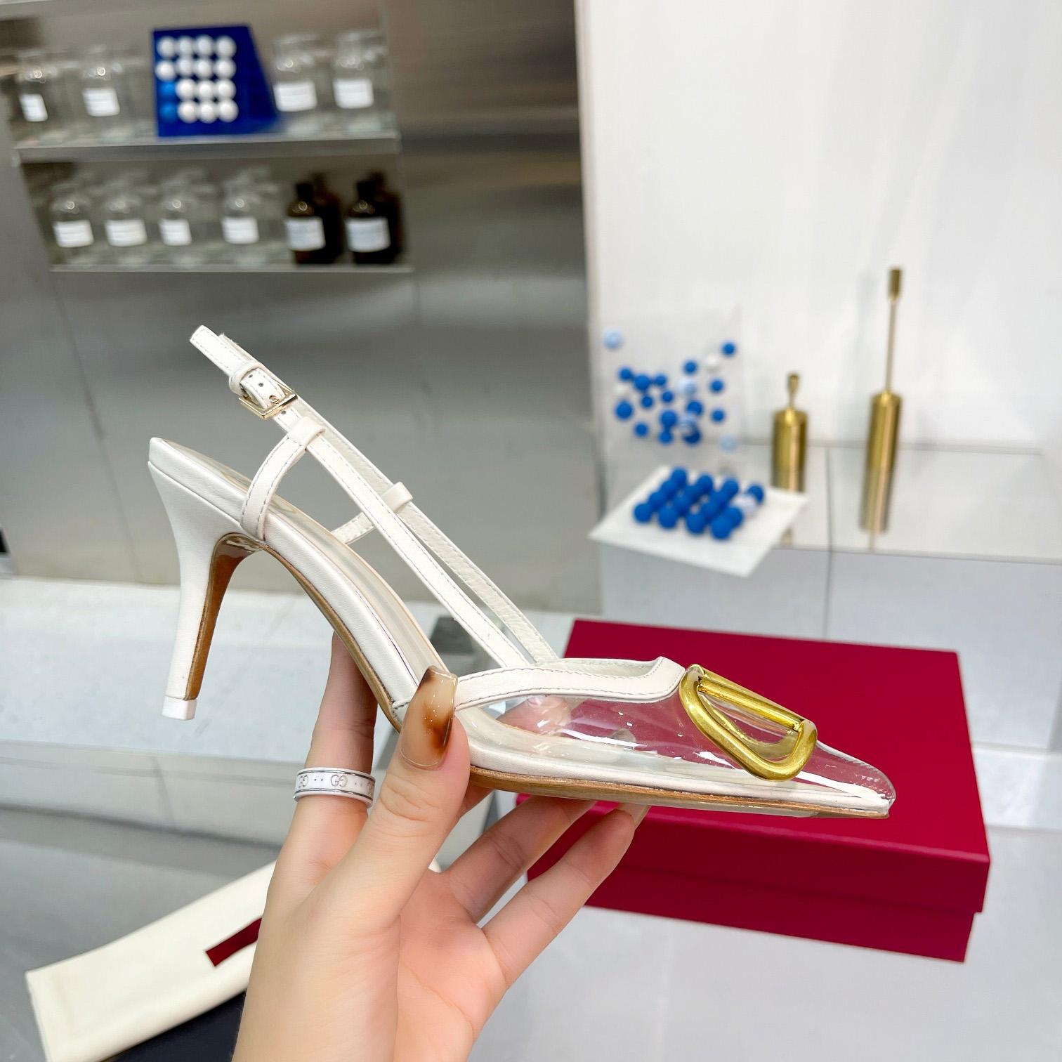 Valenti VLogo Signature Slingback Pump In Transparent Polymer Material  80MM - FashionPlug