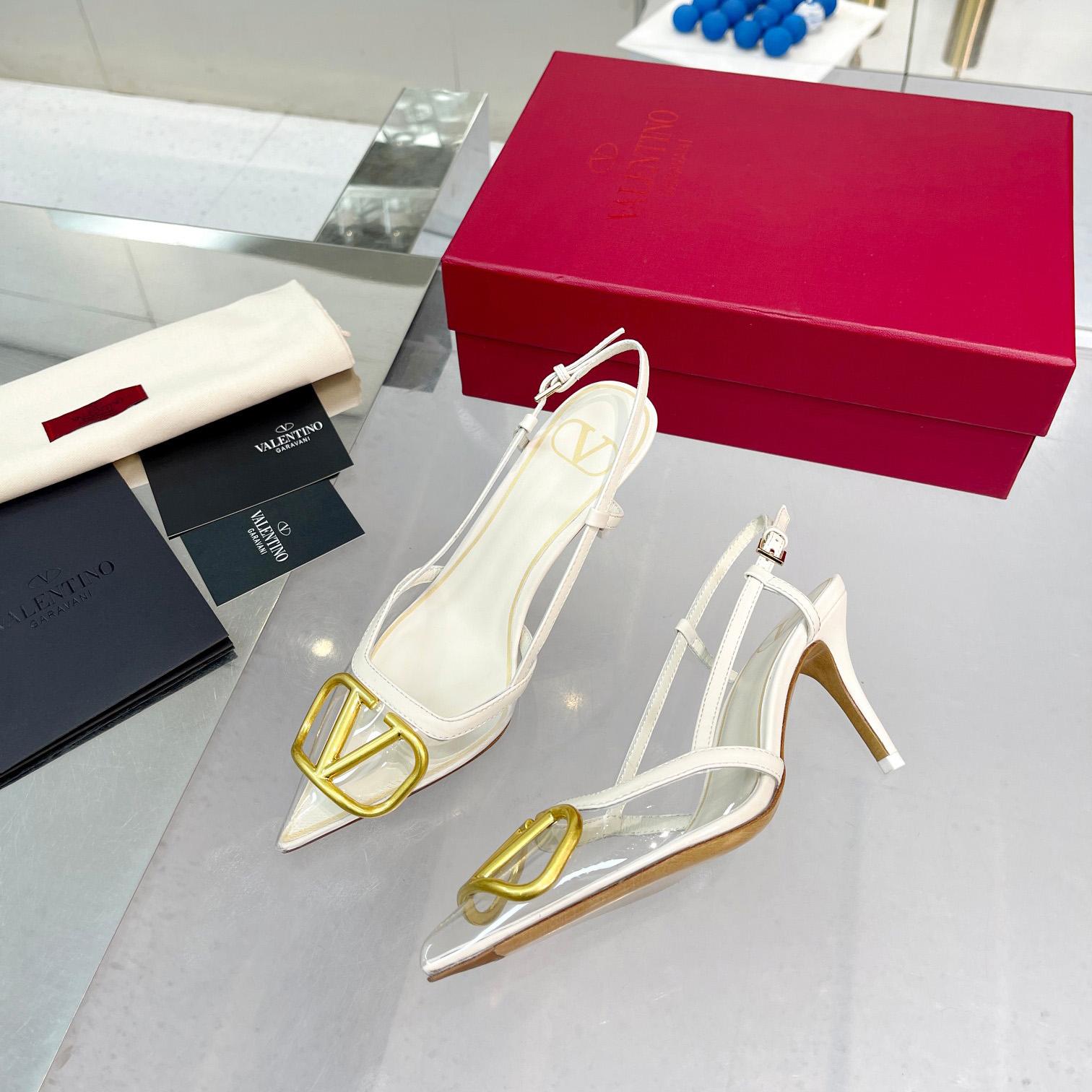 Valenti VLogo Signature Slingback Pump In Transparent Polymer Material  80MM - FashionPlug