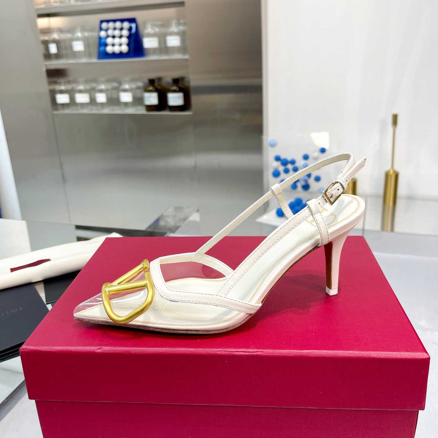 Valenti VLogo Signature Slingback Pump In Transparent Polymer Material  80MM - FashionPlug