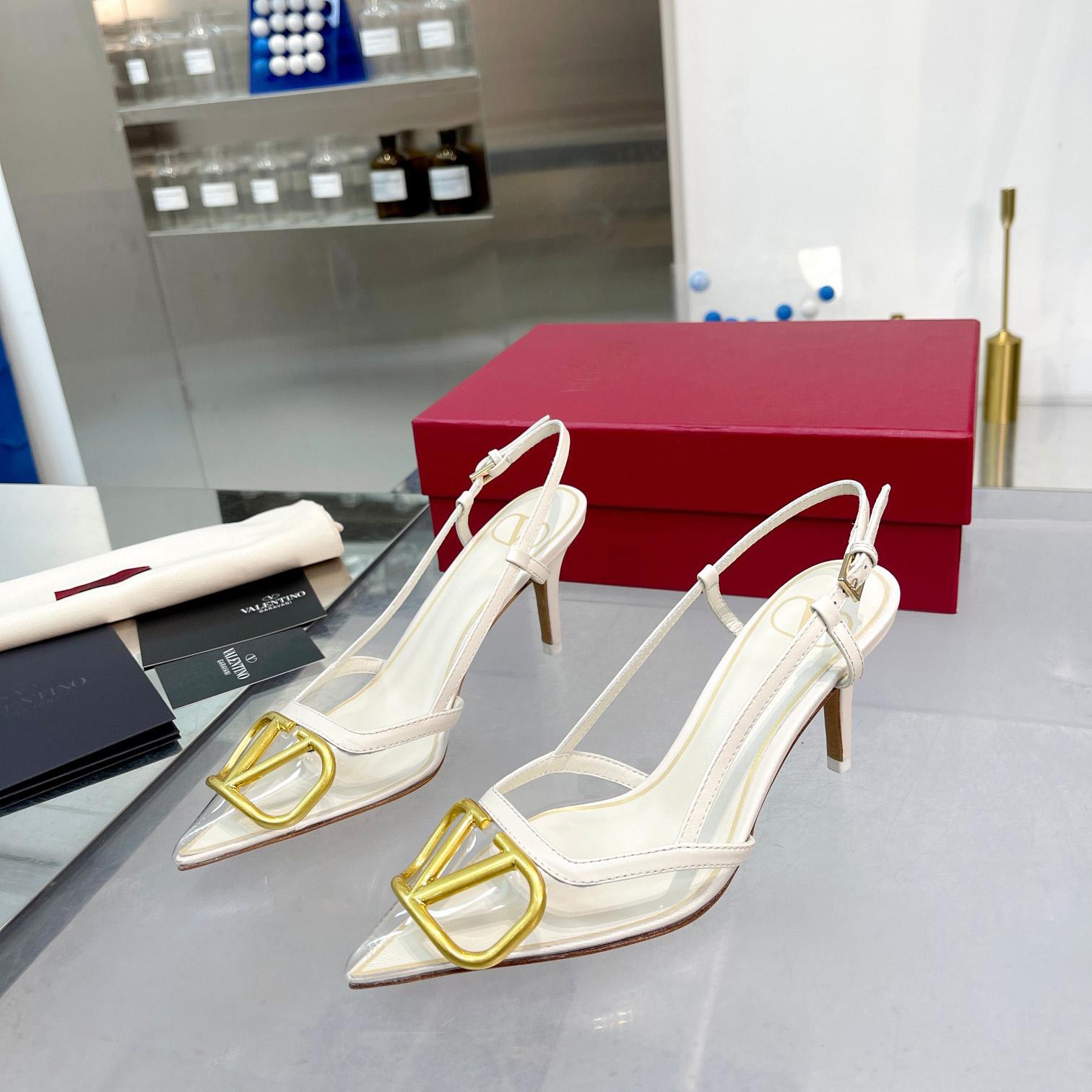 Valenti VLogo Signature Slingback Pump In Transparent Polymer Material  80MM - FashionPlug