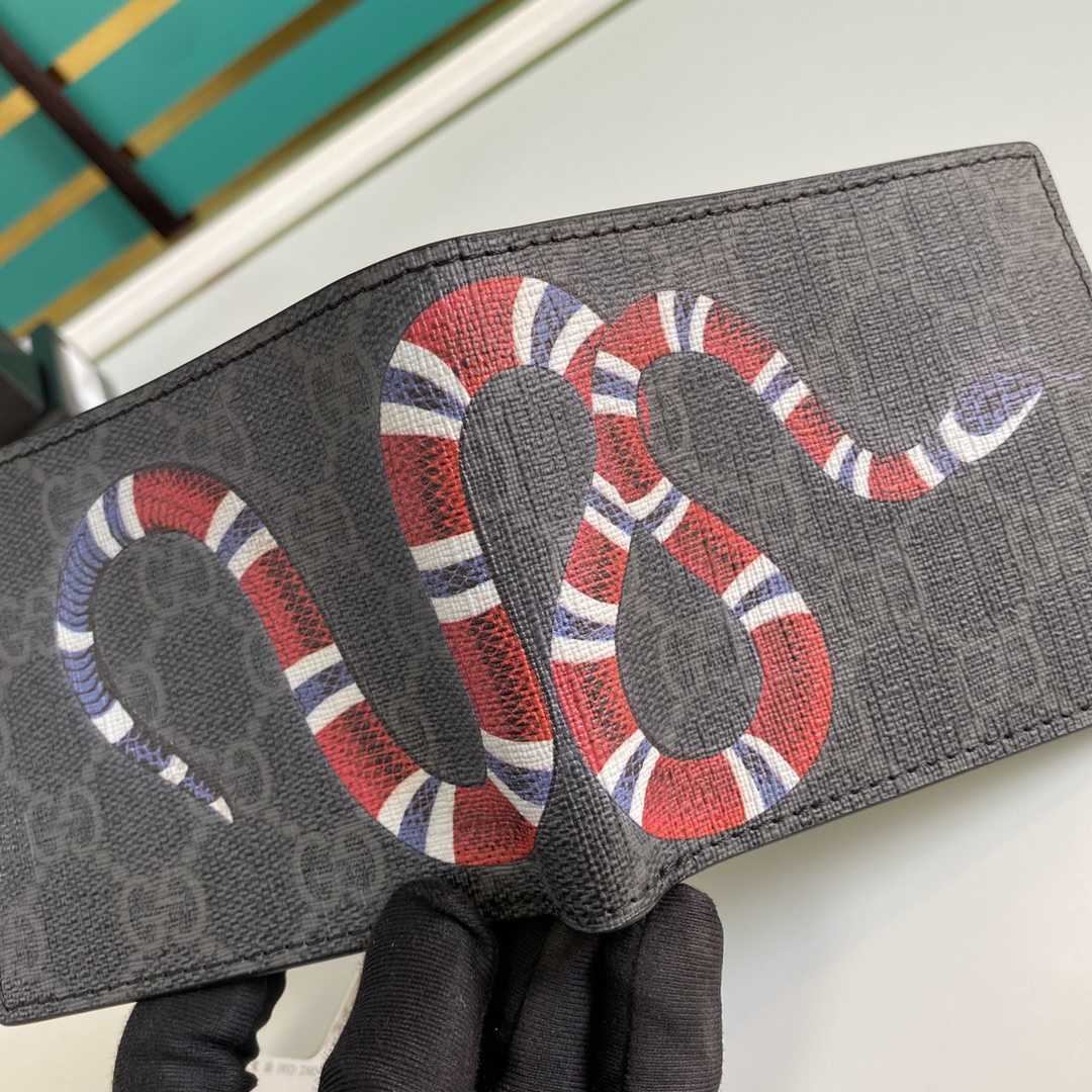 Gucci Kingsnake Print GG Supreme Wallet(11-9-1.5cm)    - FashionPlug