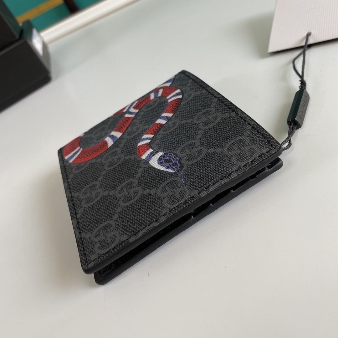 Gucci Kingsnake Print GG Supreme Wallet(11-9-1.5cm)    - FashionPlug