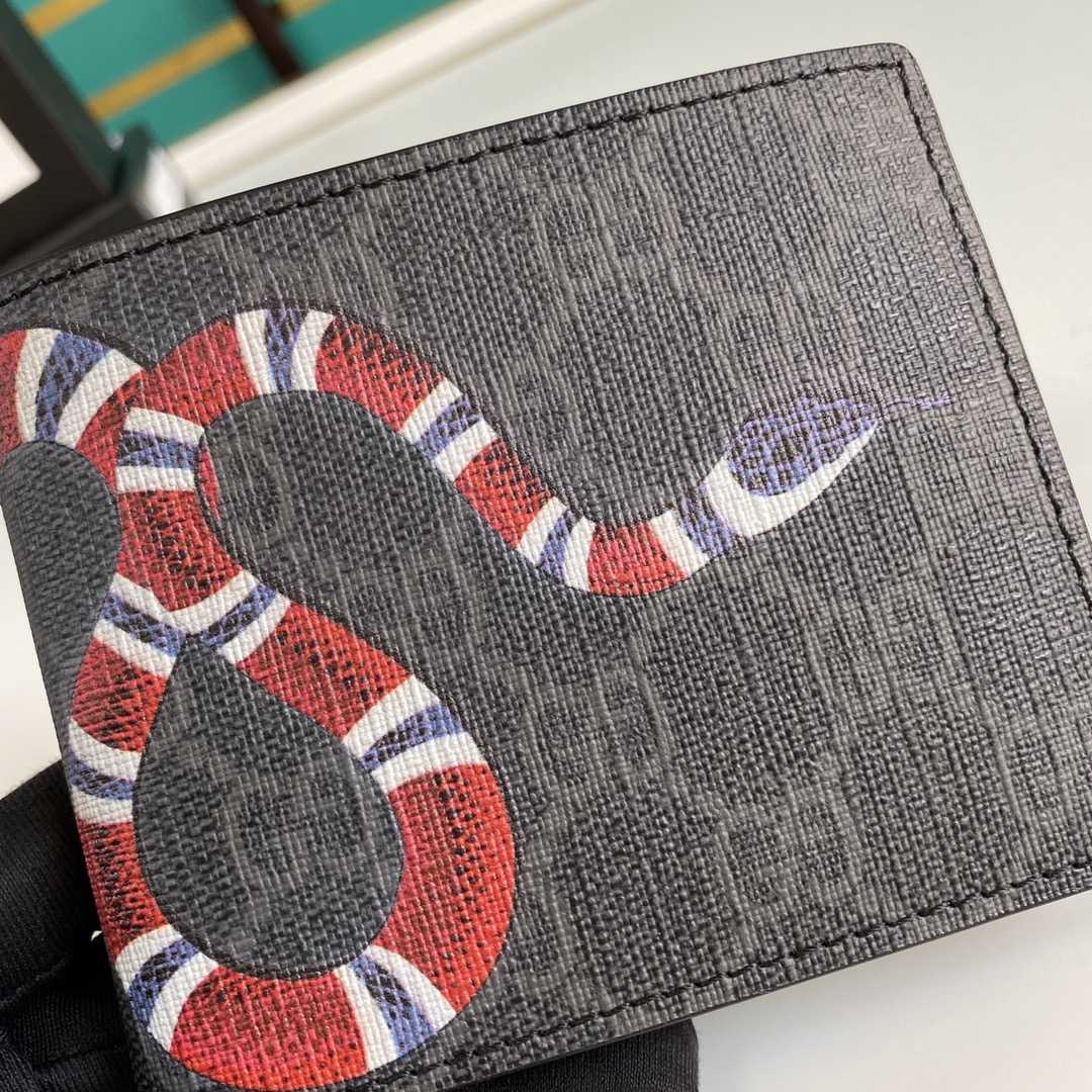 Gucci Kingsnake Print GG Supreme Wallet(11-9-1.5cm)    - FashionPlug