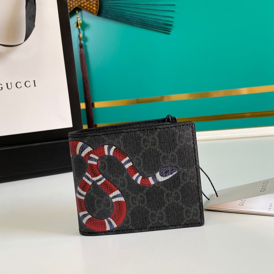 Gucci Kingsnake Print GG Supreme Wallet(11-9-1.5cm)    - FashionPlug