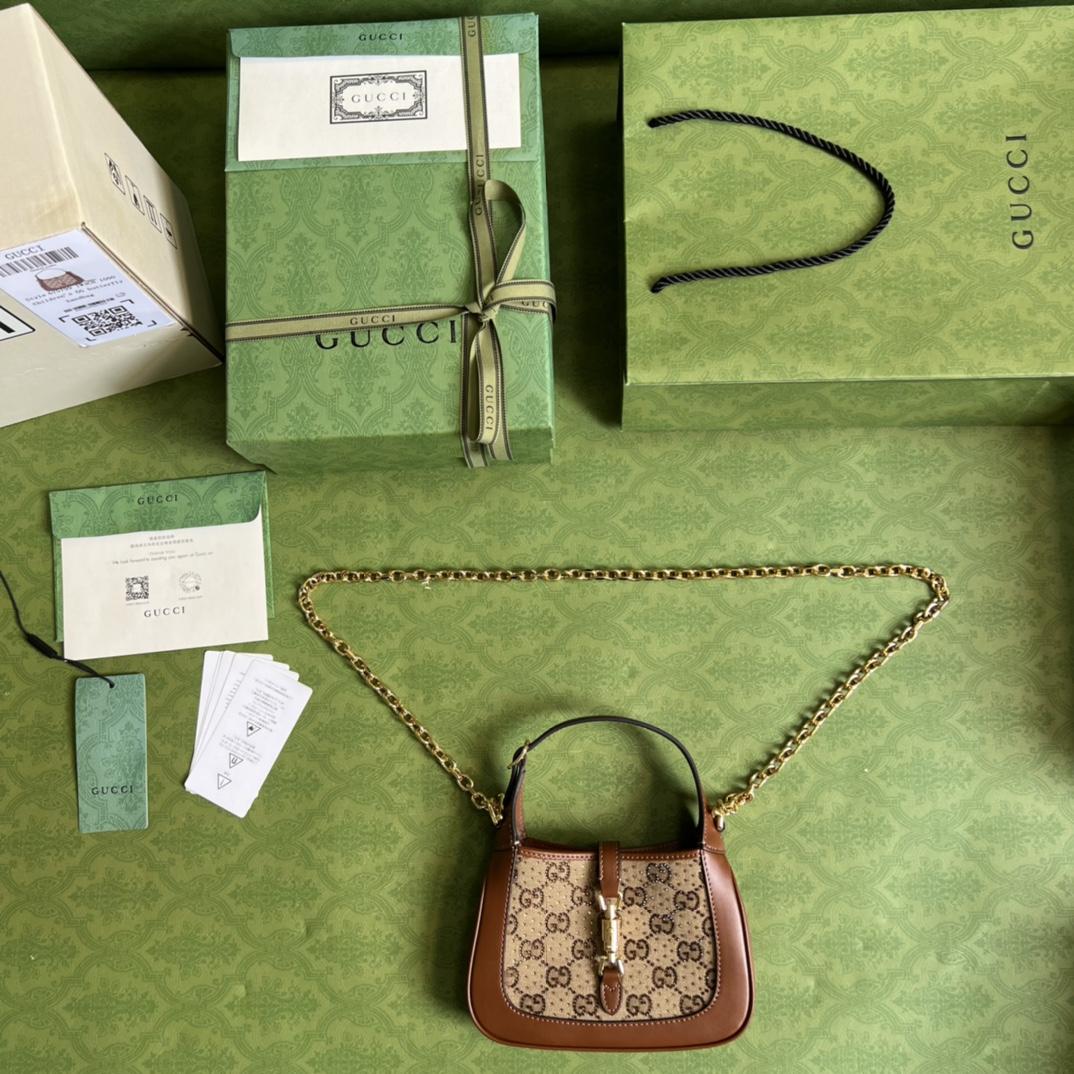 Gucci Jackie 1961 Crystal GG Mini Shoulder Bag(19x13x13cm)   - FashionPlug