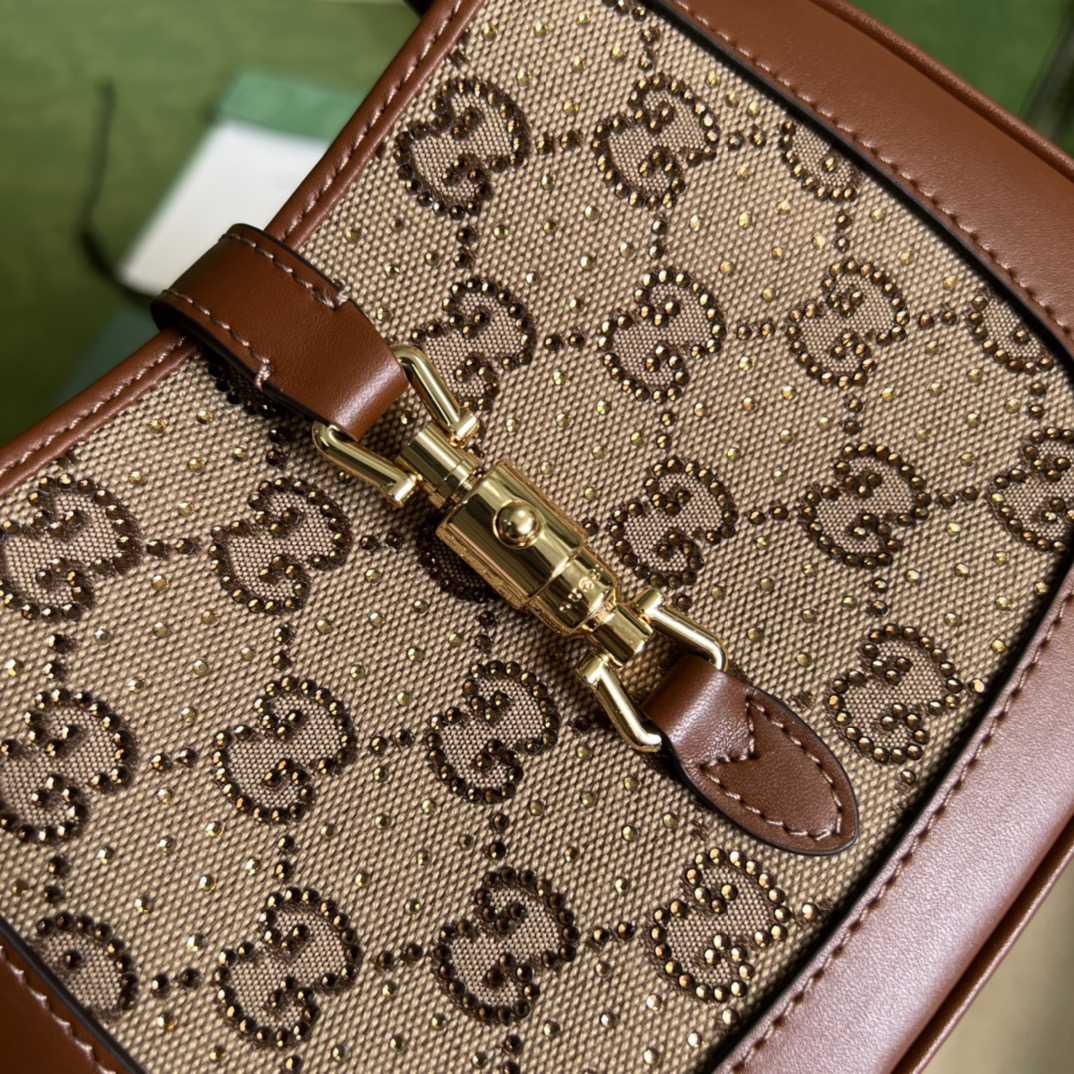 Gucci Jackie 1961 Crystal GG Mini Shoulder Bag(19x13x13cm)   - FashionPlug