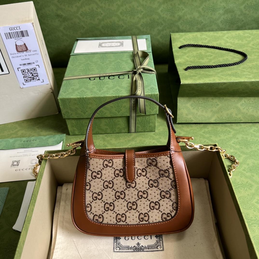 Gucci Jackie 1961 Crystal GG Mini Shoulder Bag(19x13x13cm)   - FashionPlug