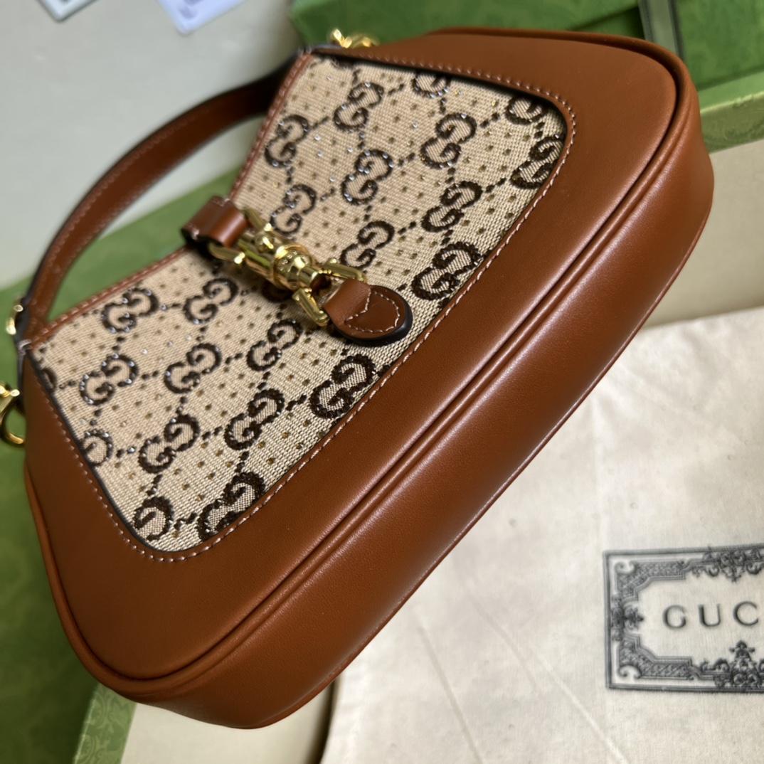 Gucci Jackie 1961 Crystal GG Mini Shoulder Bag(19x13x13cm)   - FashionPlug