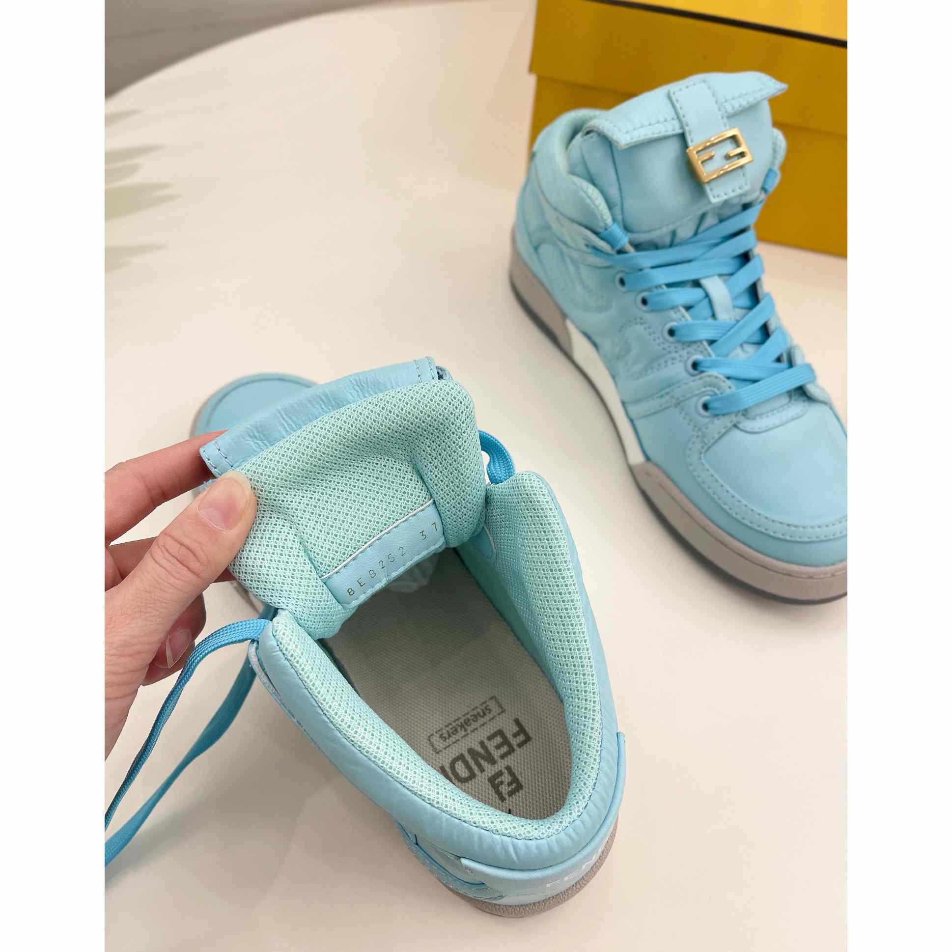 Fendi Match Turquoise Nylon High-Tops Sneaker - FashionPlug