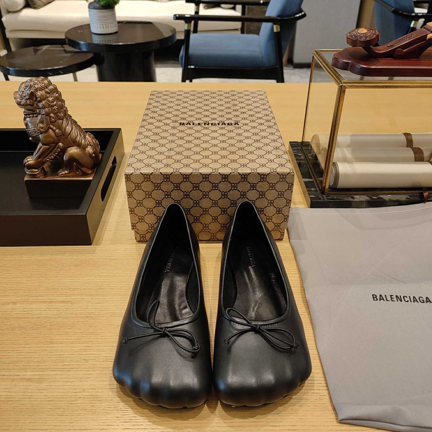 Balenciaga Women's Black Fetish Ballerina Flats - FashionPlug