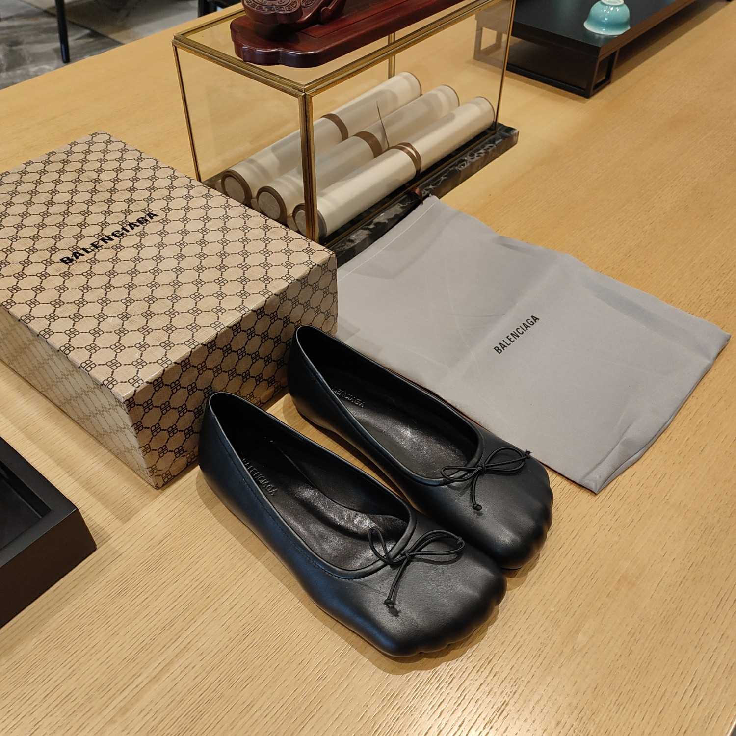 Balenciaga Women's Black Fetish Ballerina Flats - FashionPlug
