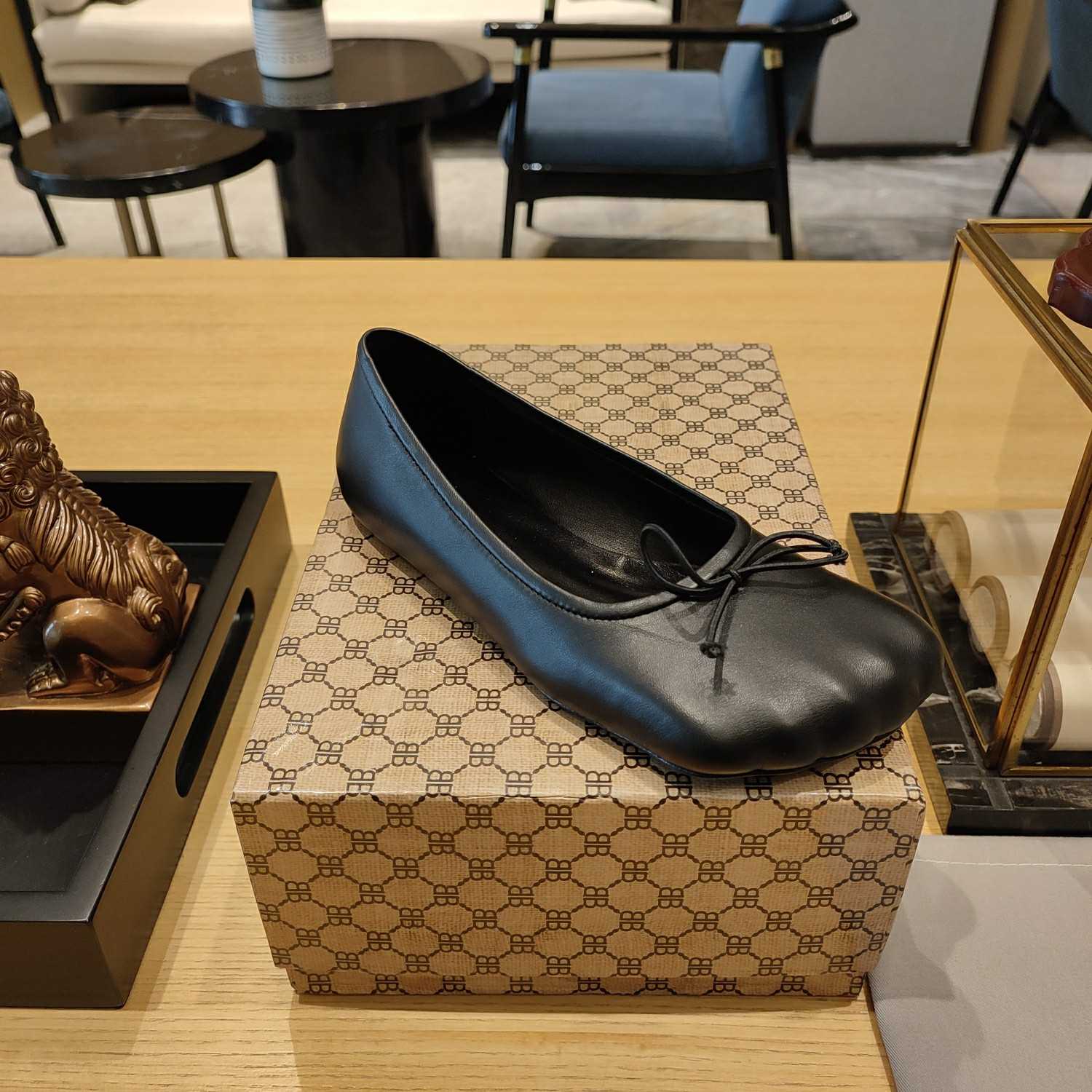 Balenciaga Women's Black Fetish Ballerina Flats - FashionPlug