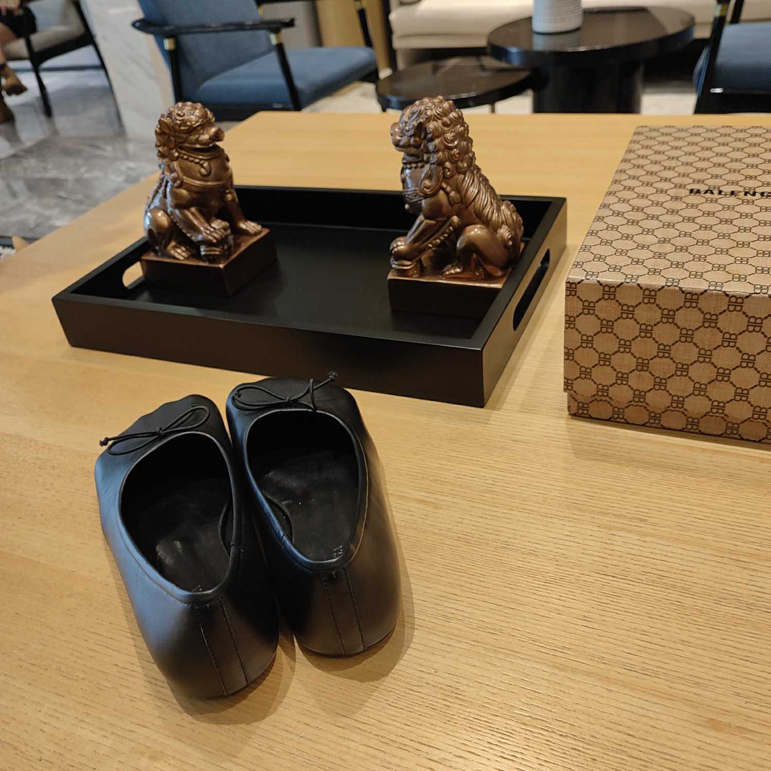 Balenciaga Women's Black Fetish Ballerina Flats - FashionPlug