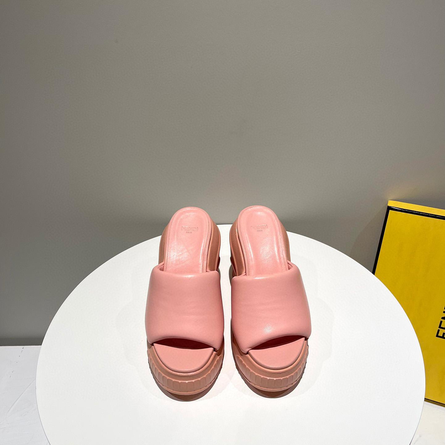 Fendi Fashion Show Pink Nappa Leather Slides - FashionPlug