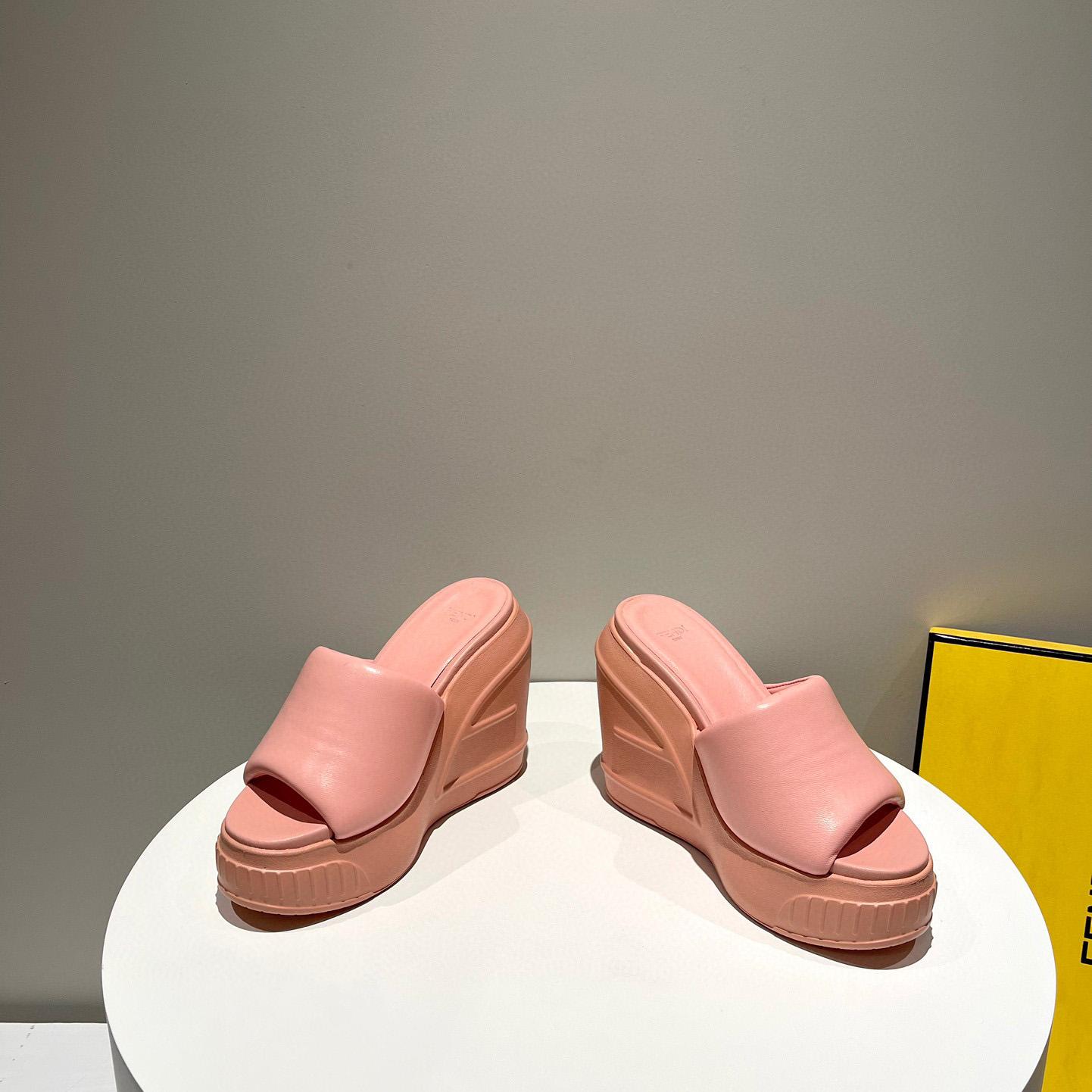 Fendi Fashion Show Pink Nappa Leather Slides - FashionPlug