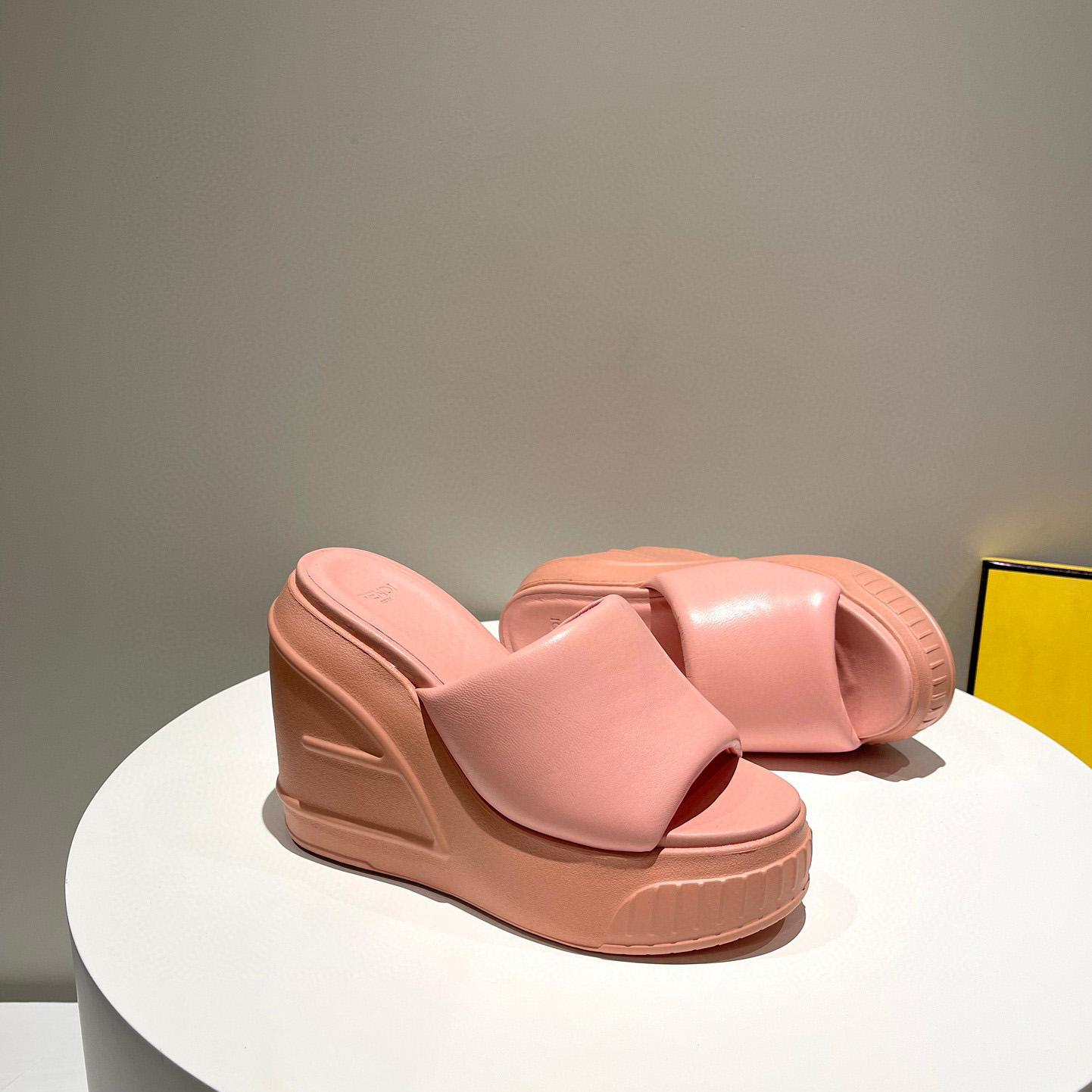Fendi Fashion Show Pink Nappa Leather Slides - FashionPlug