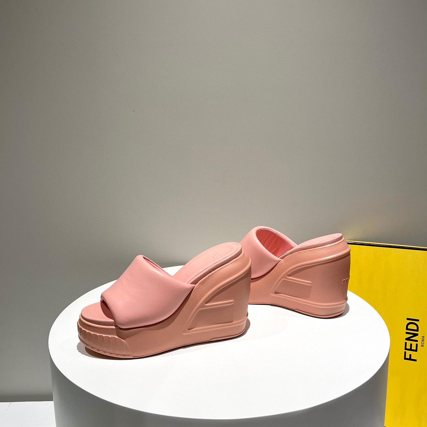 Fendi Fashion Show Pink Nappa Leather Slides - FashionPlug