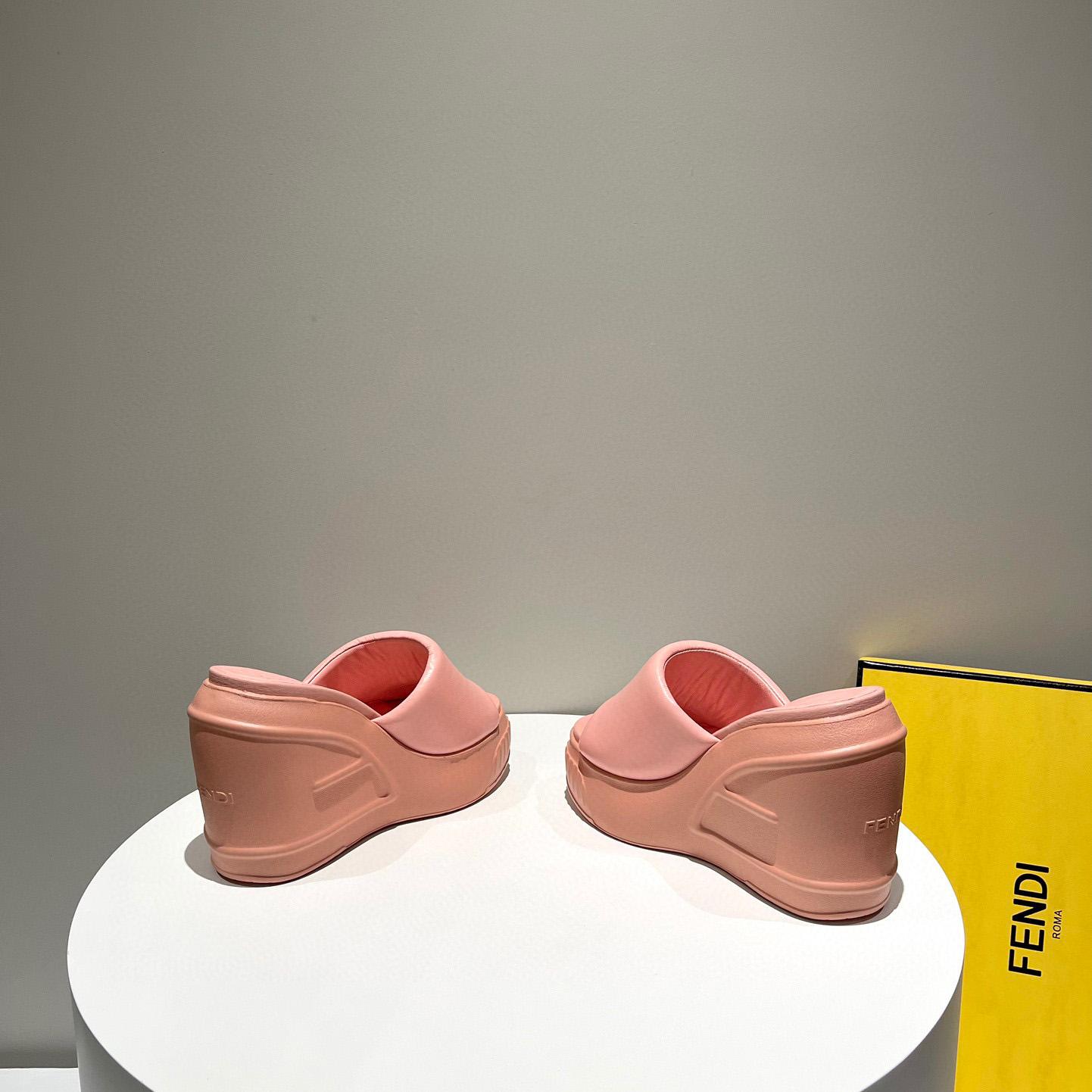 Fendi Fashion Show Pink Nappa Leather Slides - FashionPlug