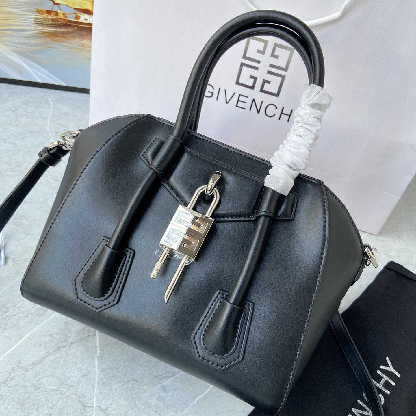 Givenchy Mini Antigona Lock Bag In Box Leather (23*27*13cm) - FashionPlug