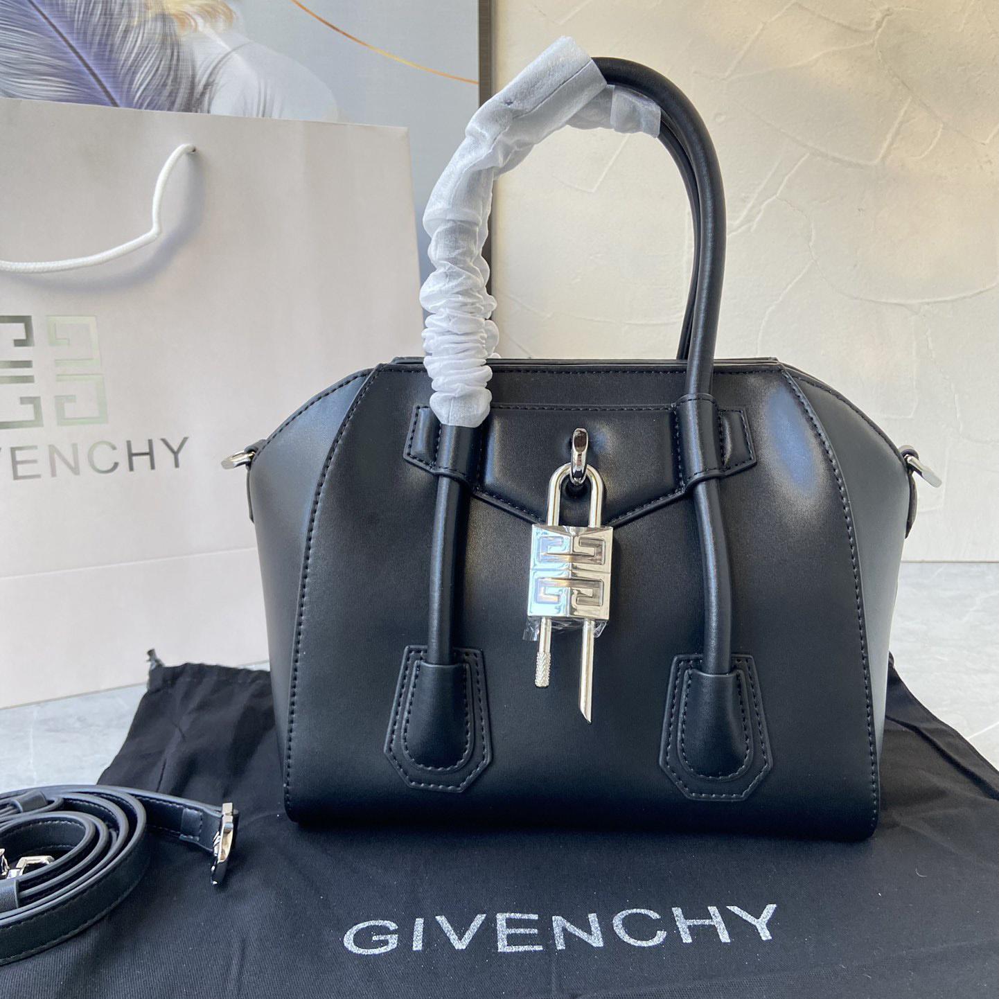 Givenchy Mini Antigona Lock Bag In Box Leather (23*27*13cm) - FashionPlug