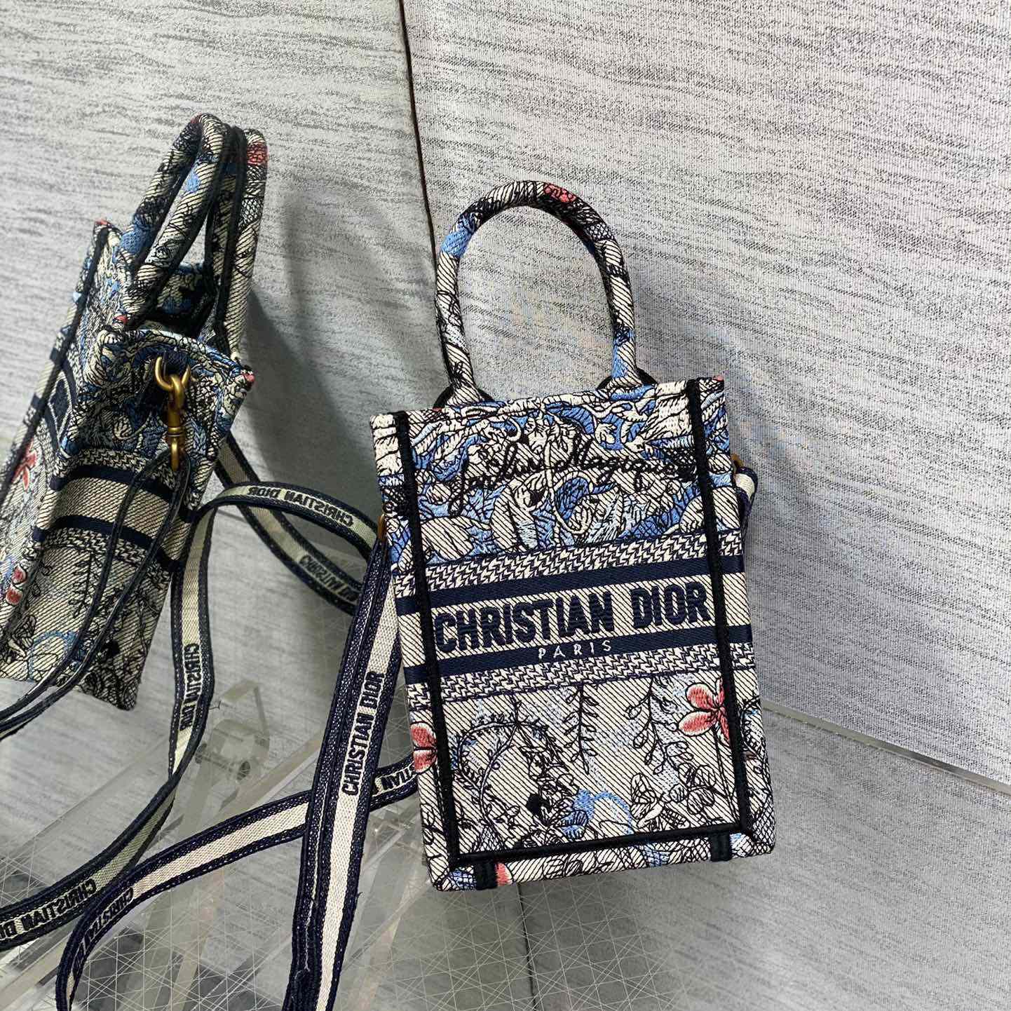 Dior Mini Dior Book Tote Phone Bag - FashionPlug