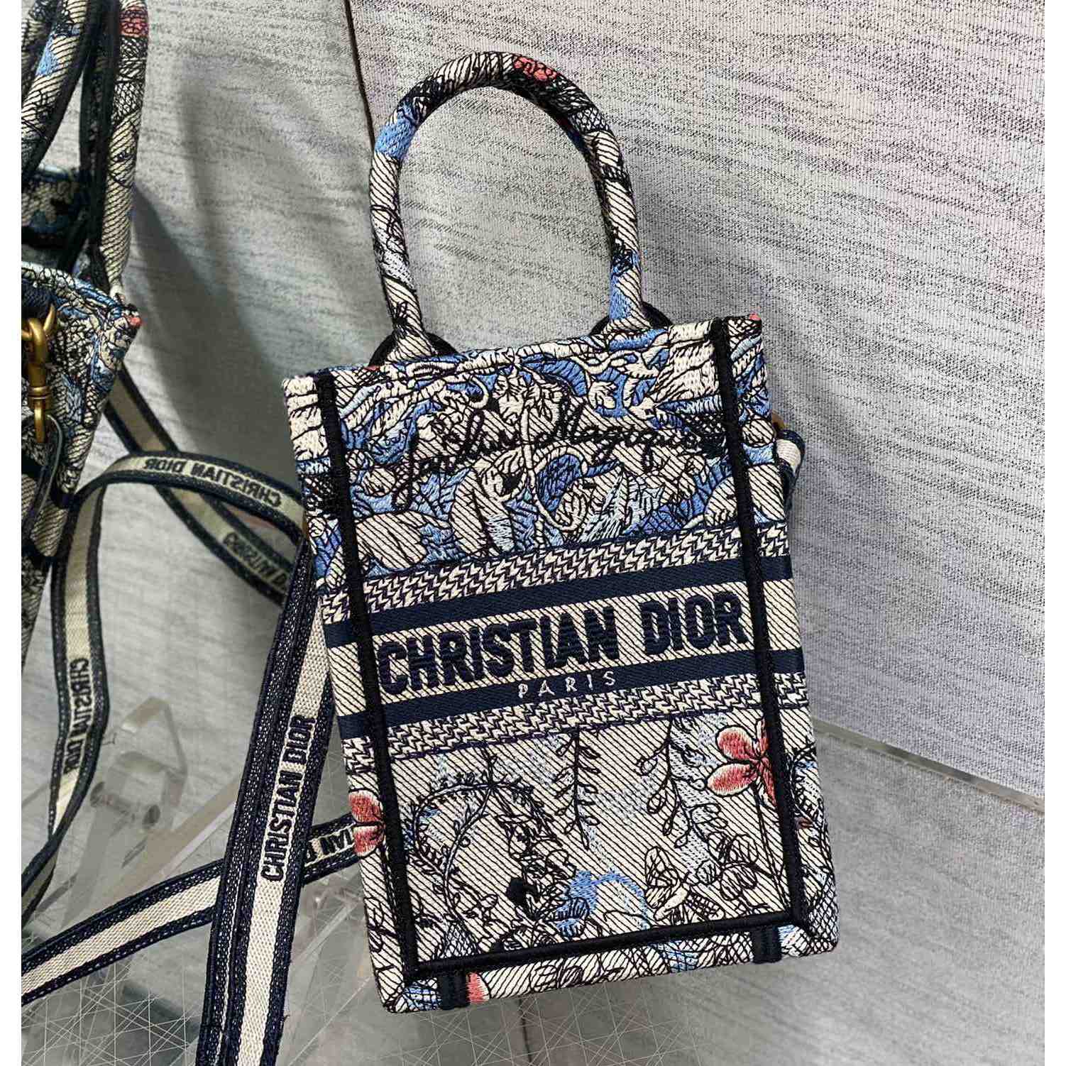 Dior Mini Dior Book Tote Phone Bag - FashionPlug