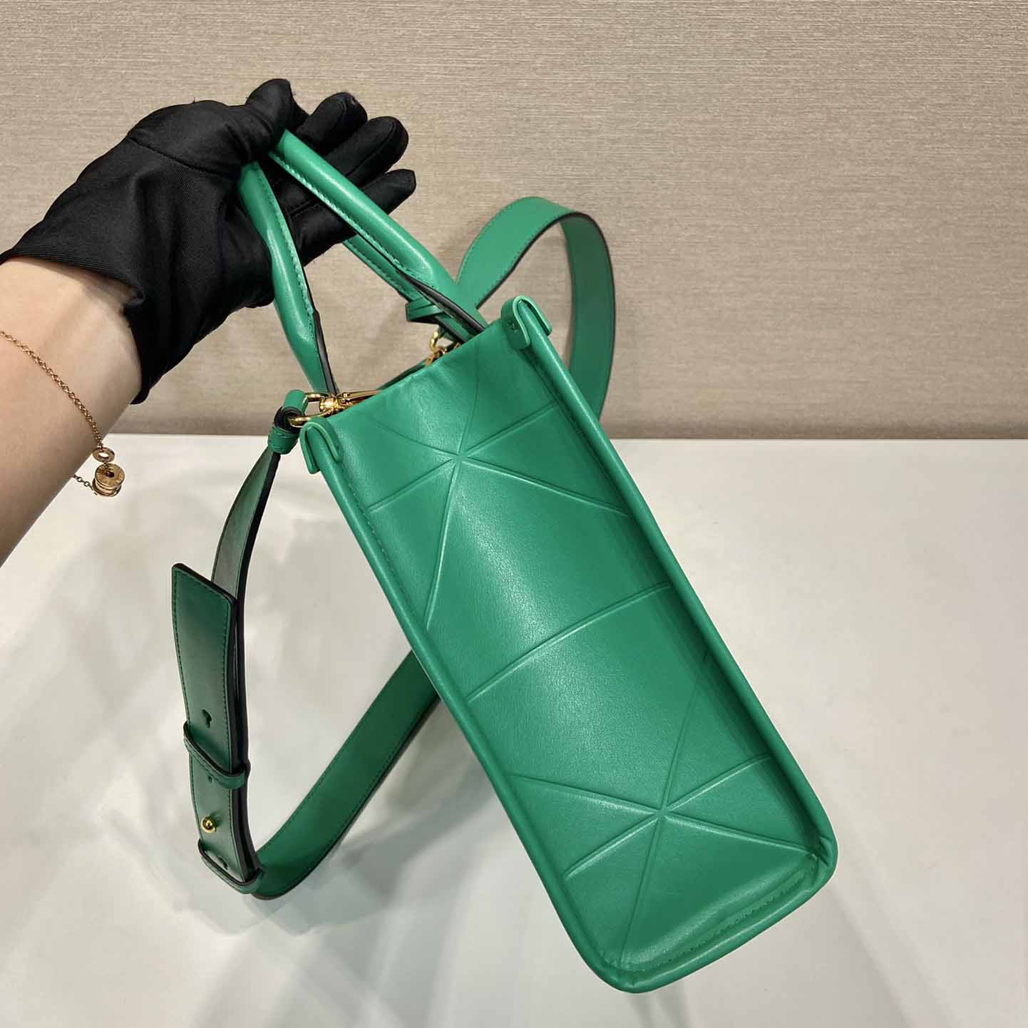 Prada Small Leather Prada Symbole Bag With Topstitching - FashionPlug