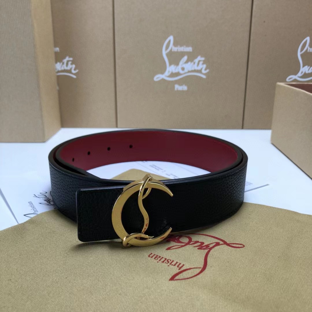 Christian Louboutin Logo Leather Belt  - FashionPlug