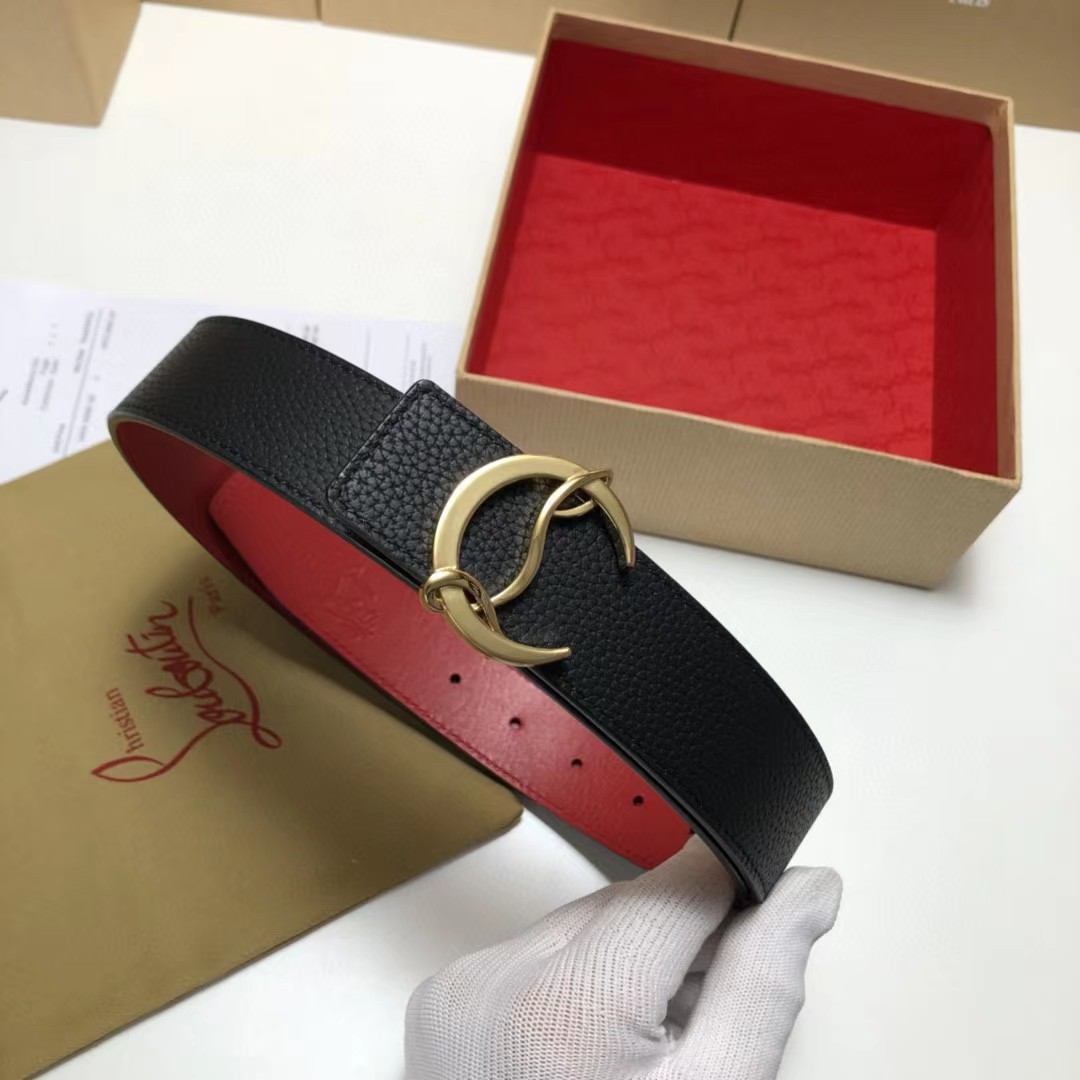 Christian Louboutin Logo Leather Belt  - FashionPlug