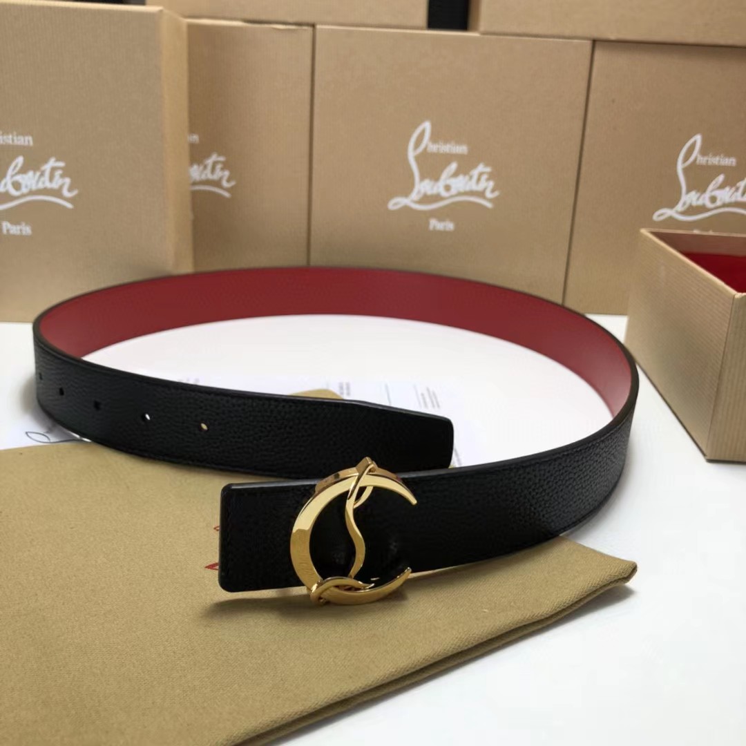 Christian Louboutin Logo Leather Belt  - FashionPlug