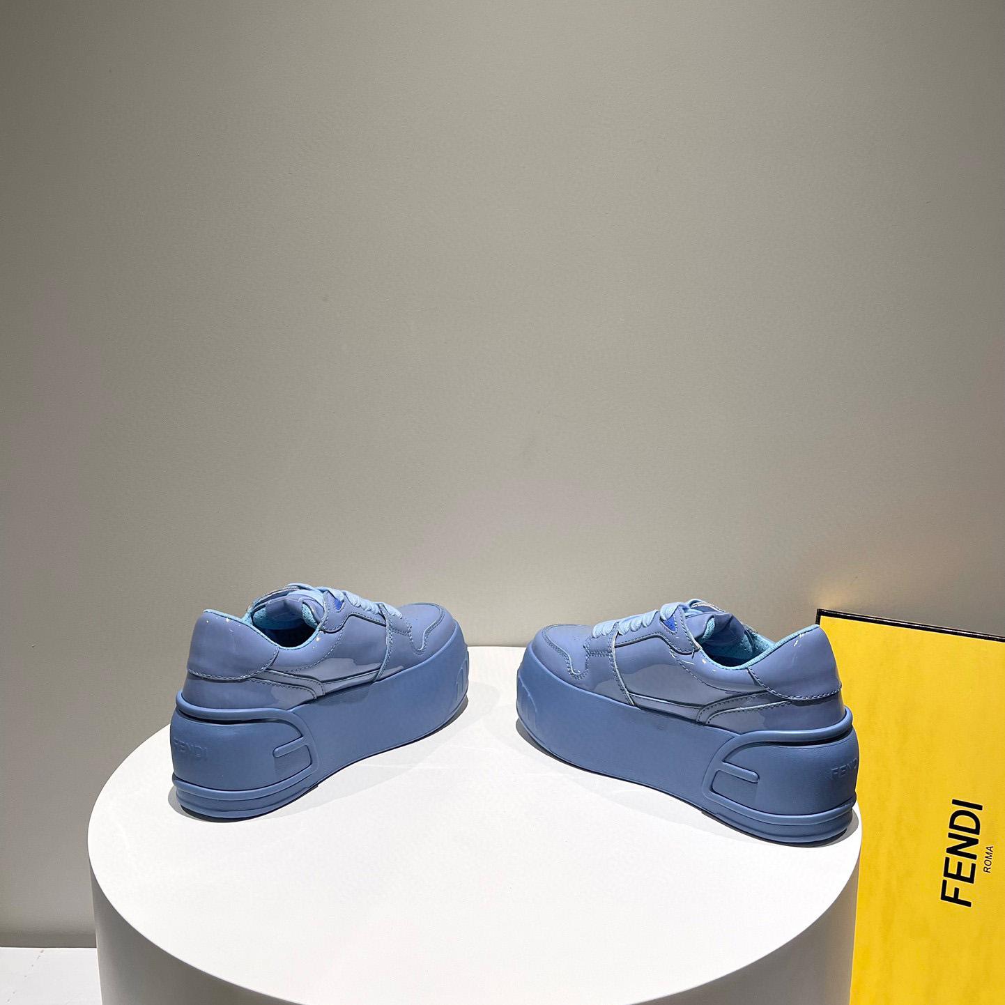 Fendi Fashion Show Blue Leather Low-Tops Sneaker  - FashionPlug