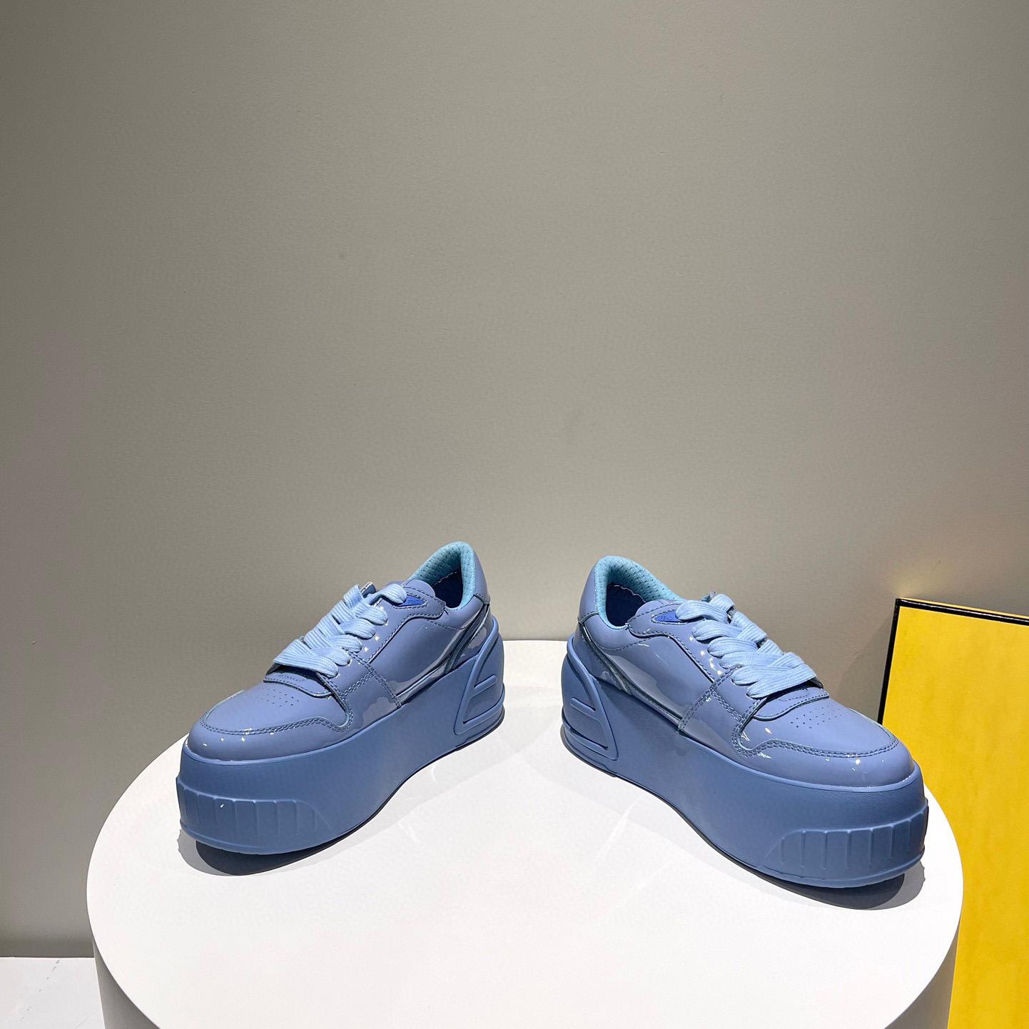 Fendi Fashion Show Blue Leather Low-Tops Sneaker  - FashionPlug