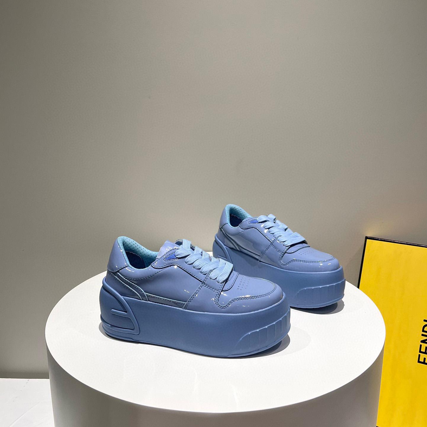 Fendi Fashion Show Blue Leather Low-Tops Sneaker  - FashionPlug