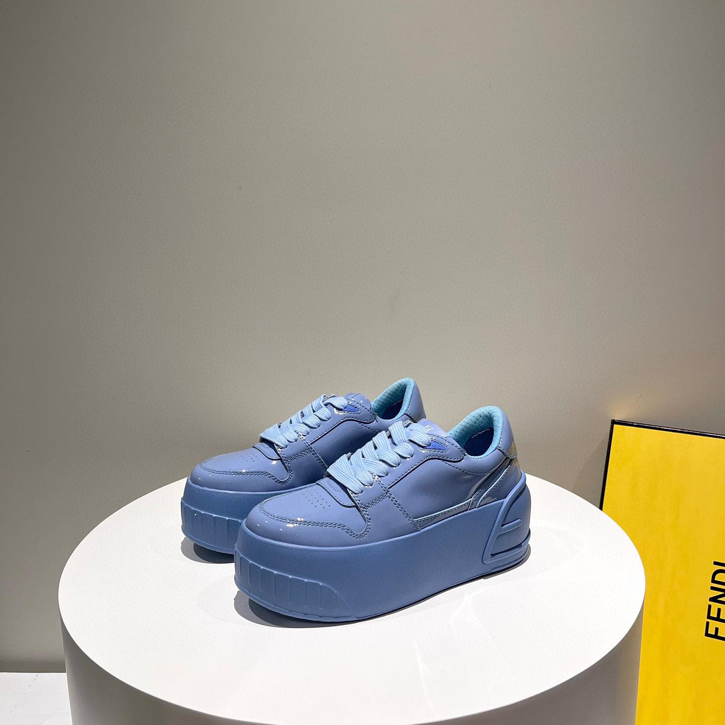Fendi Fashion Show Blue Leather Low-Tops Sneaker  - FashionPlug