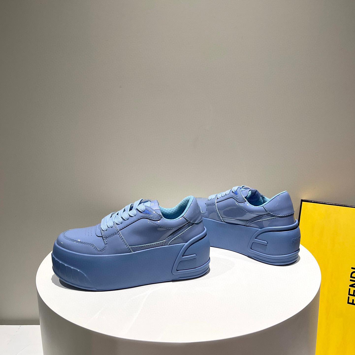 Fendi Fashion Show Blue Leather Low-Tops Sneaker  - FashionPlug