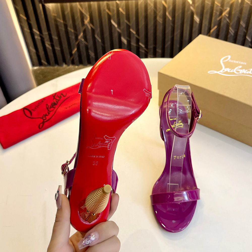Christian Louboutin Lipqueen 105 Patent Leather Sandals - FashionPlug