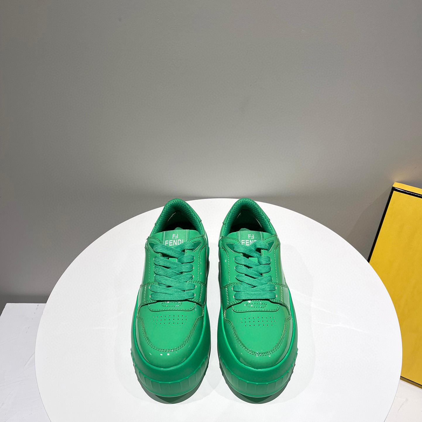 Fendi Fashion Show Green Leather Low-Tops Sneaker  - FashionPlug