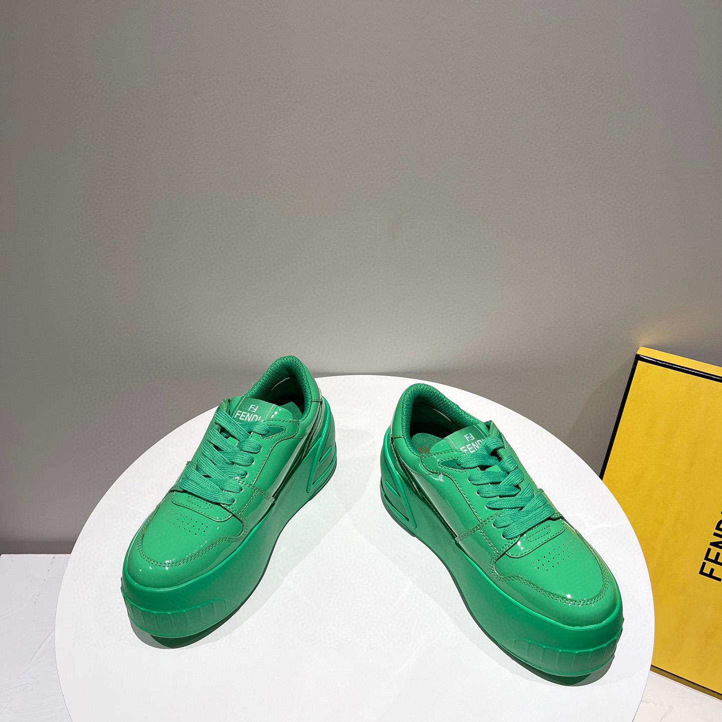 Fendi Fashion Show Green Leather Low-Tops Sneaker  - FashionPlug