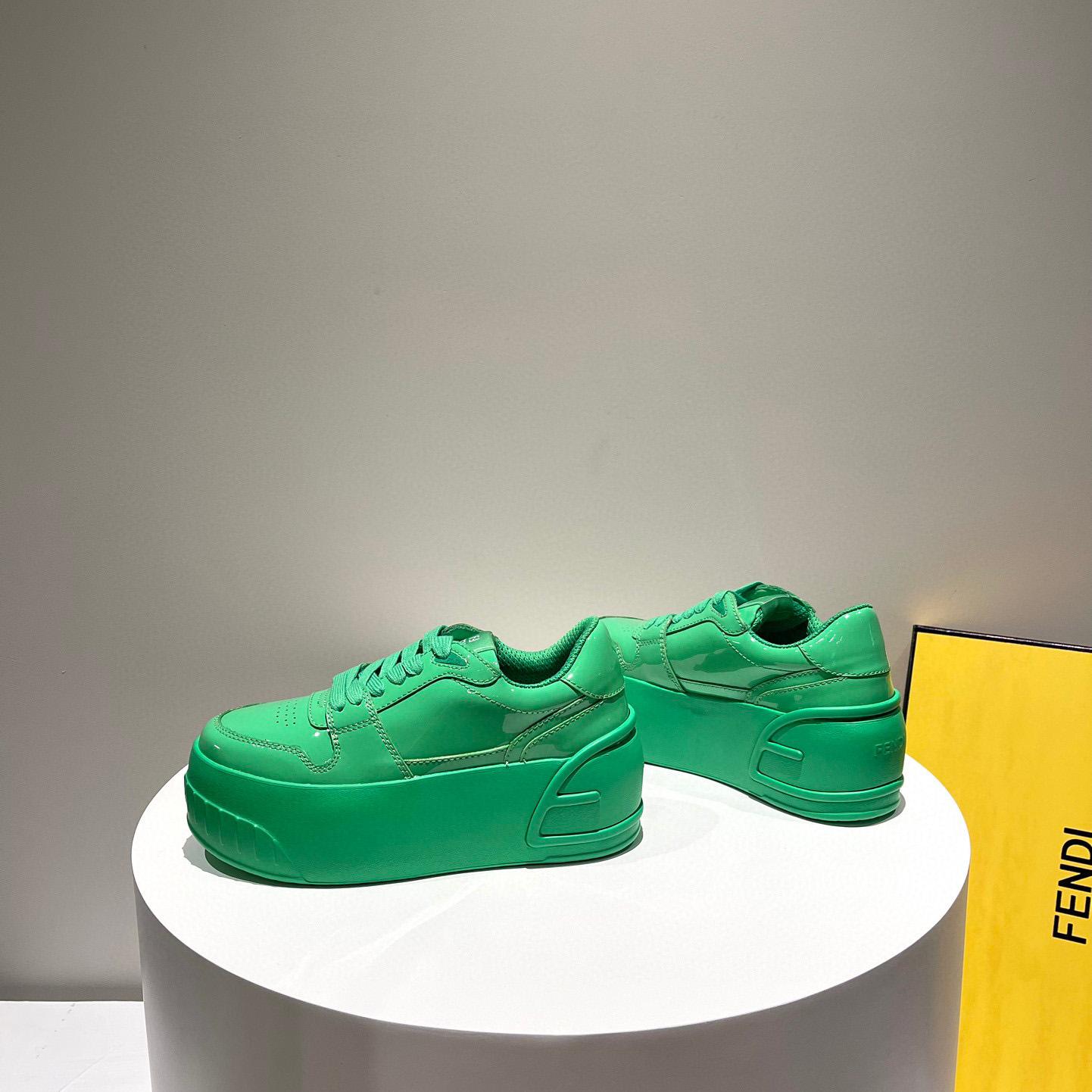 Fendi Fashion Show Green Leather Low-Tops Sneaker  - FashionPlug