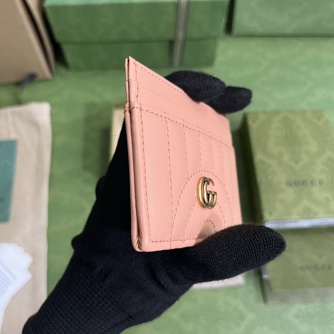 Gucci GG Marmont Matelassé Card Case(10-7cm) - FashionPlug