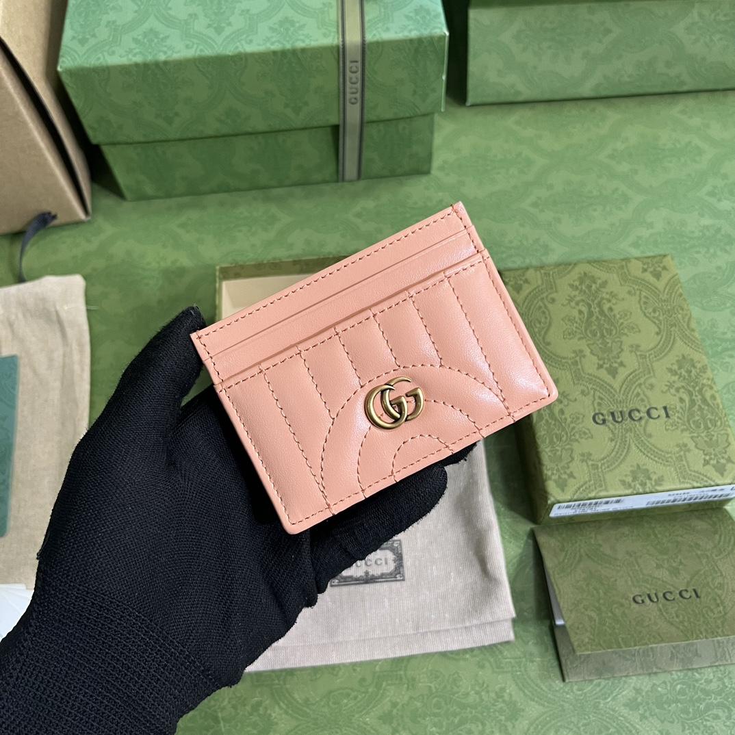 Gucci GG Marmont Matelassé Card Case(10-7cm) - FashionPlug