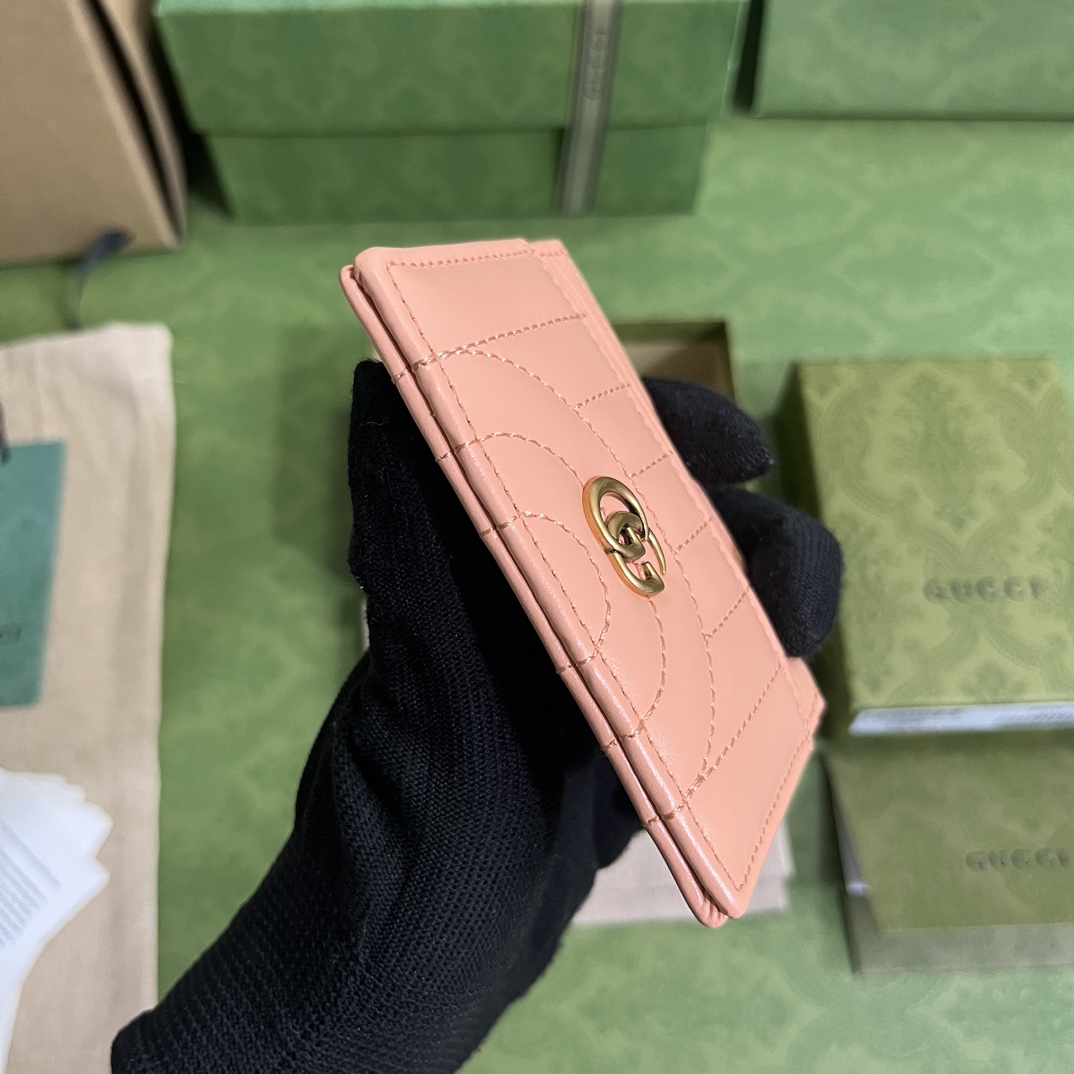 Gucci GG Marmont Matelassé Card Case(10-7cm) - FashionPlug