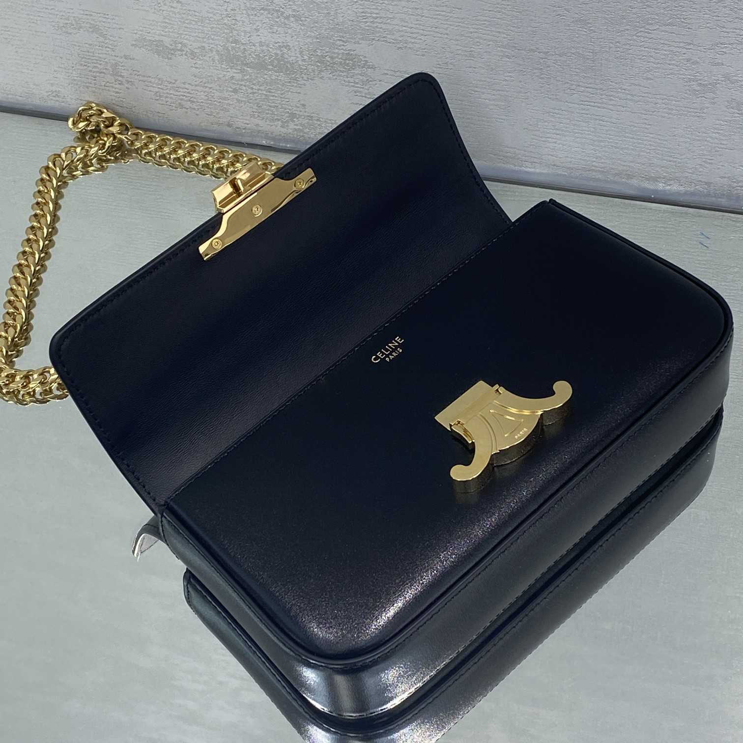 Celine Chain Box Triomphe Bag In Shiny Calfskin - FashionPlug