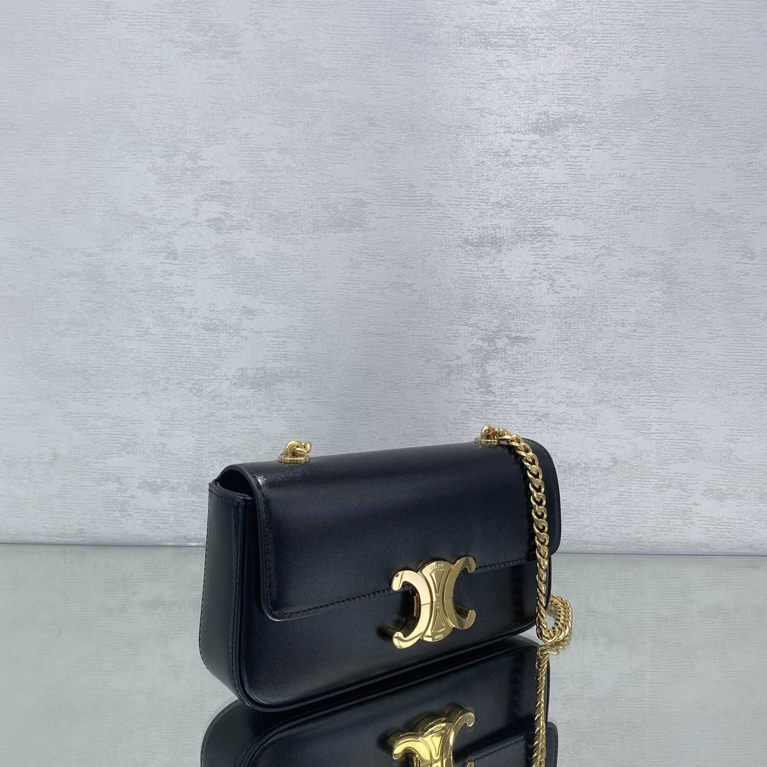 Celine Chain Box Triomphe Bag In Shiny Calfskin - FashionPlug