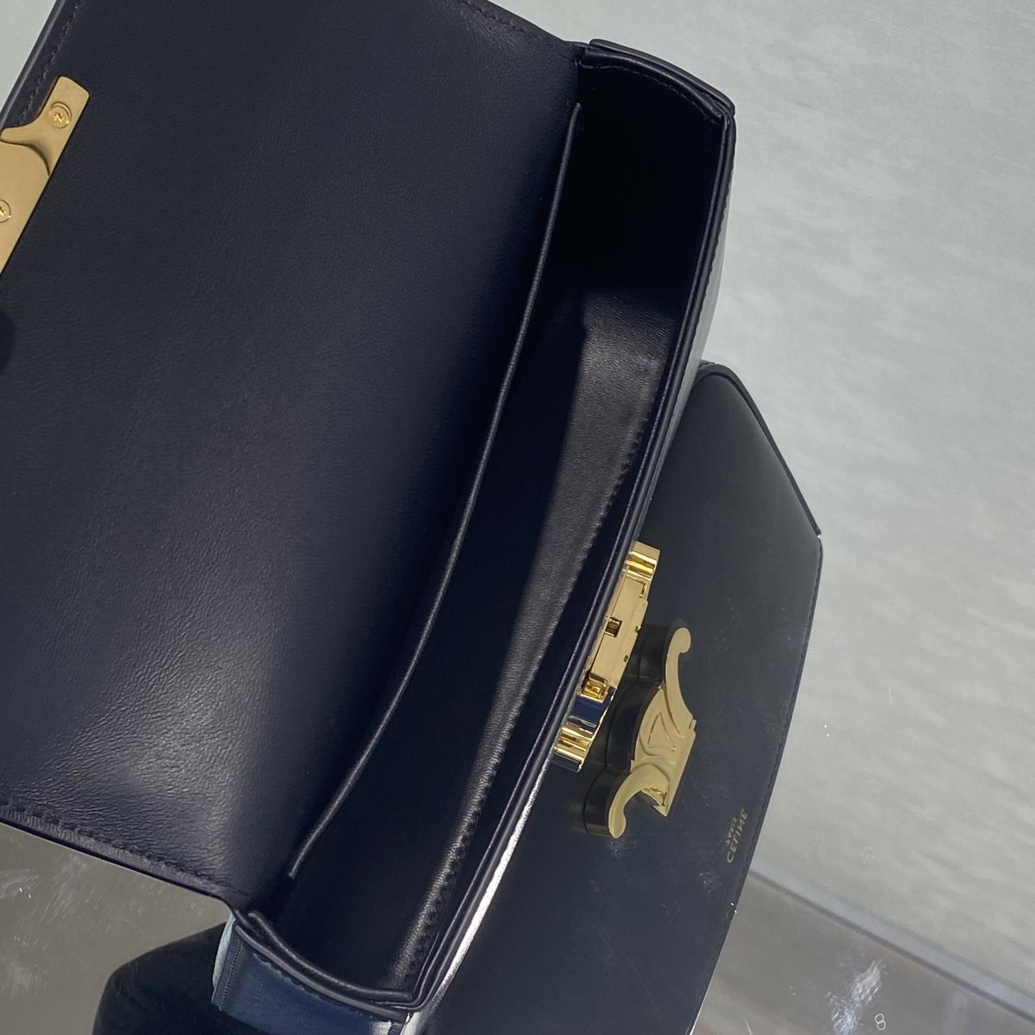 Celine Chain Box Triomphe Bag In Shiny Calfskin - FashionPlug