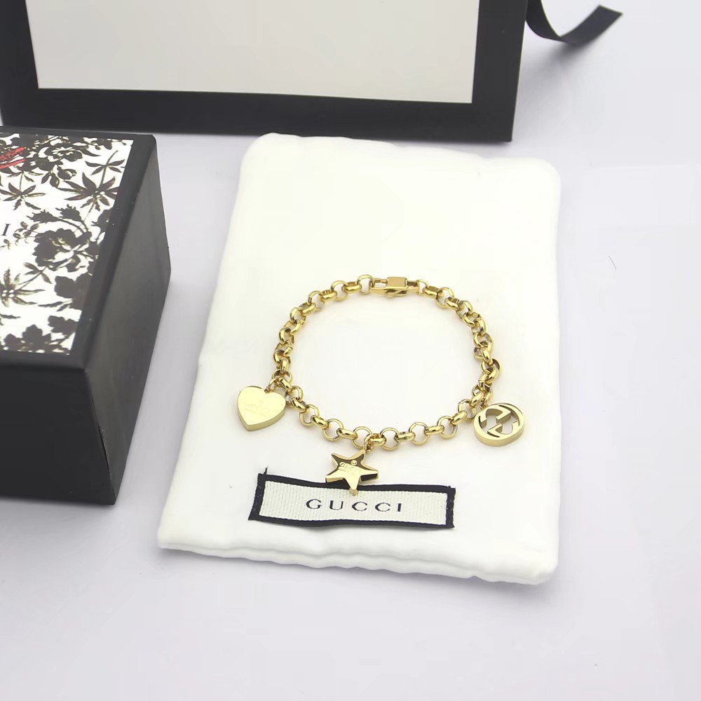 Gucci Sliver Bracelet With Gucci Charms - FashionPlug