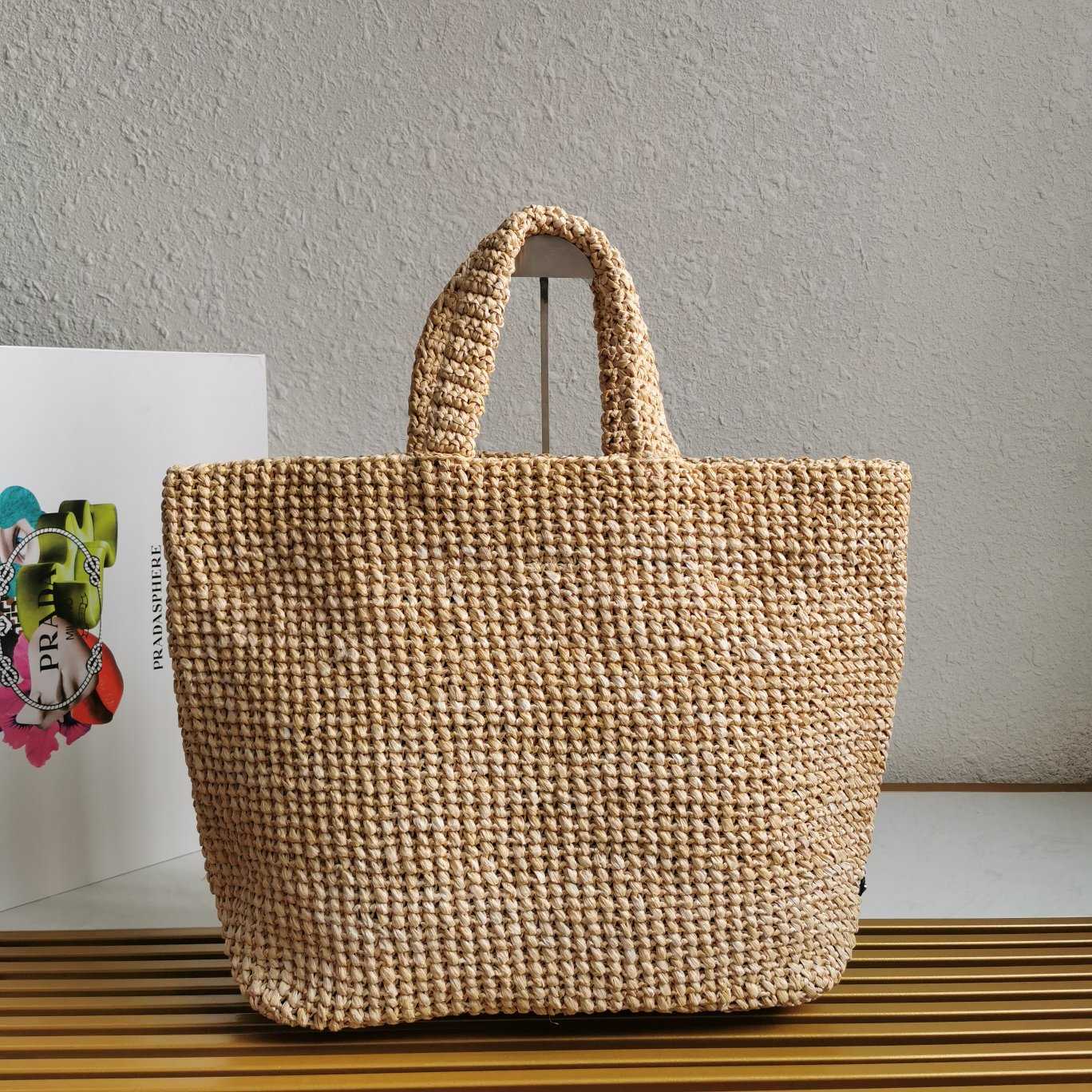 Prada Small Raffia Tote Bag - FashionPlug