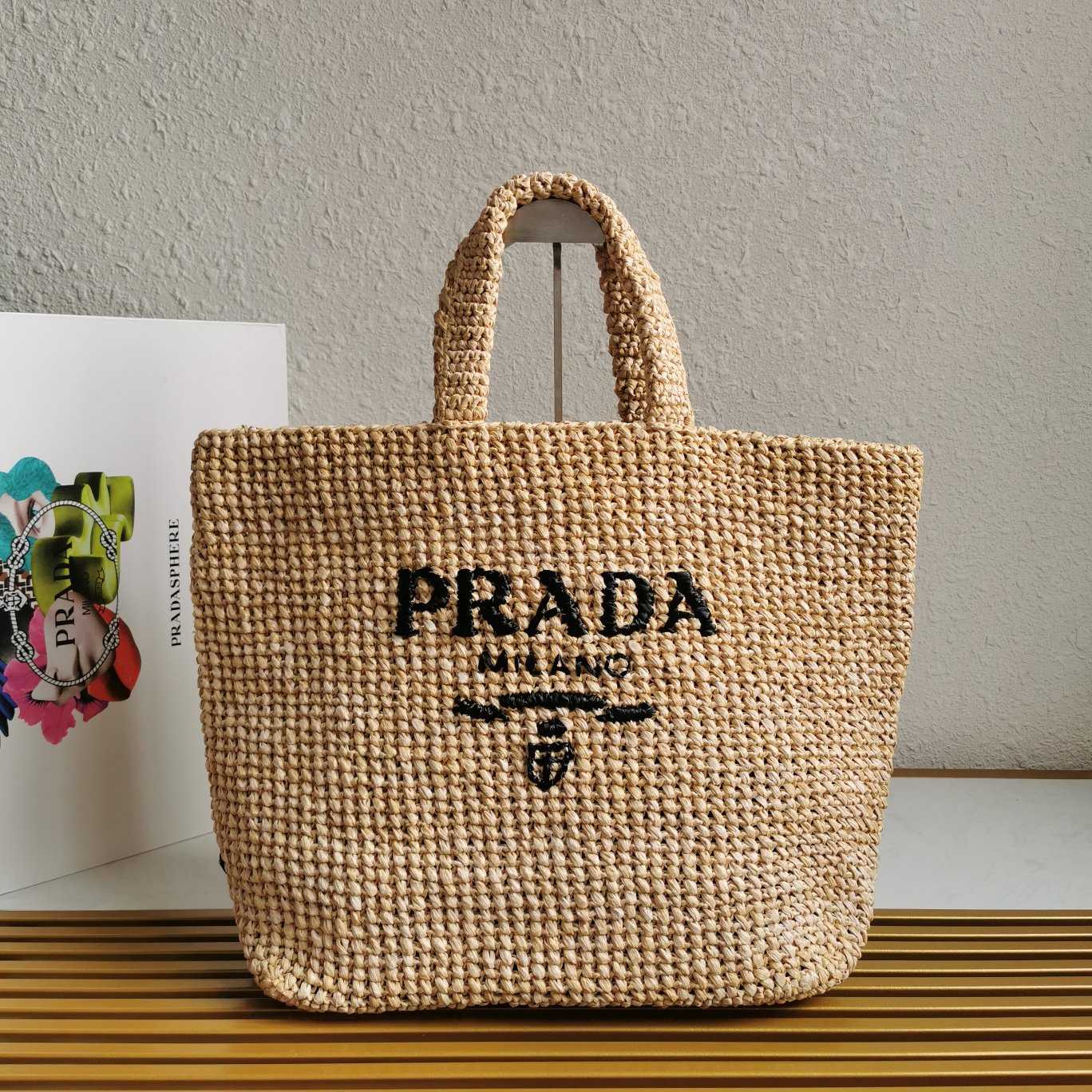 Prada Small Raffia Tote Bag - FashionPlug