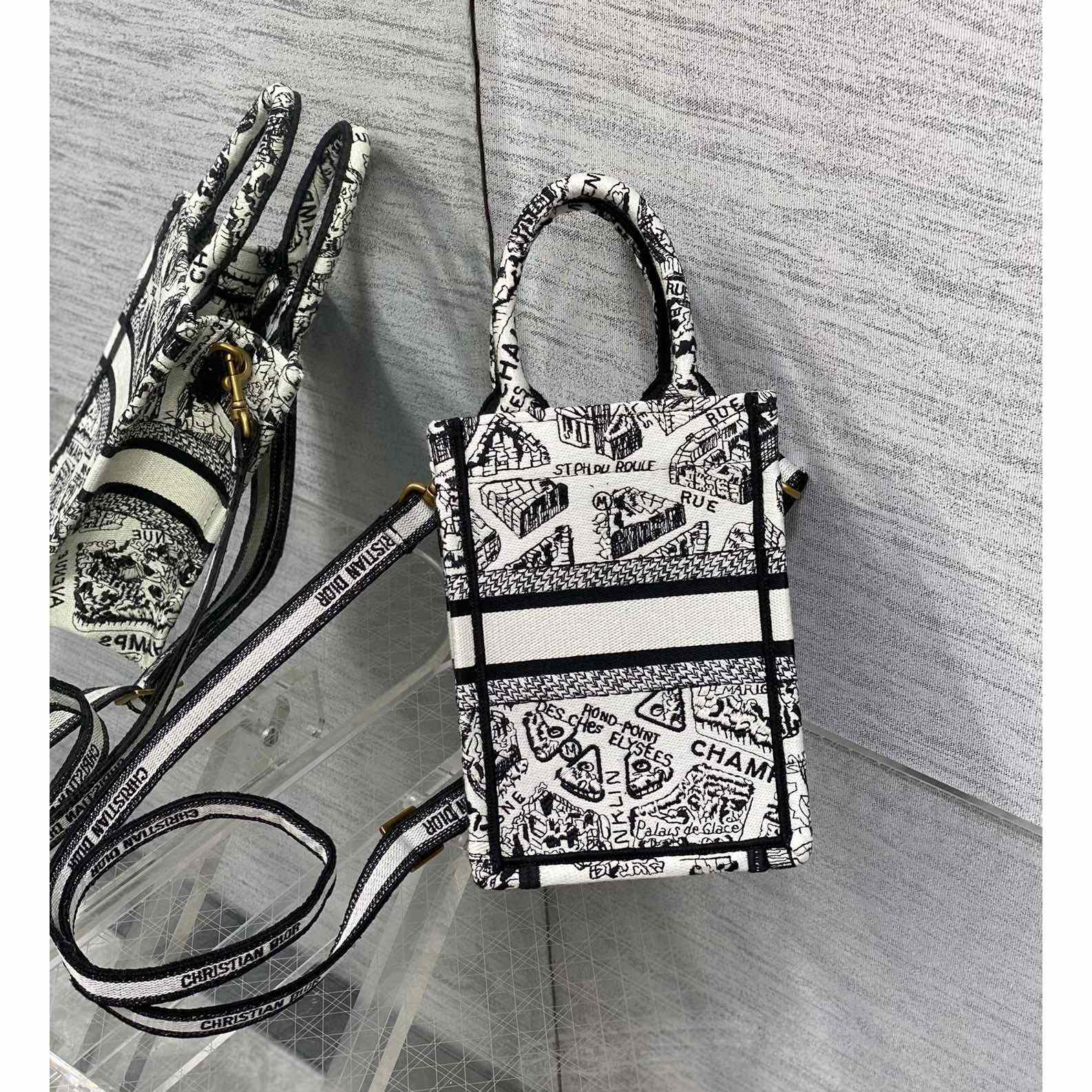 Dior Mini Dior Book Tote Phone Bag - FashionPlug