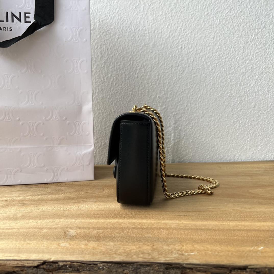 Celine Chain Shoulder Bag Cuir Triomphe In Shiny Calfskin - FashionPlug